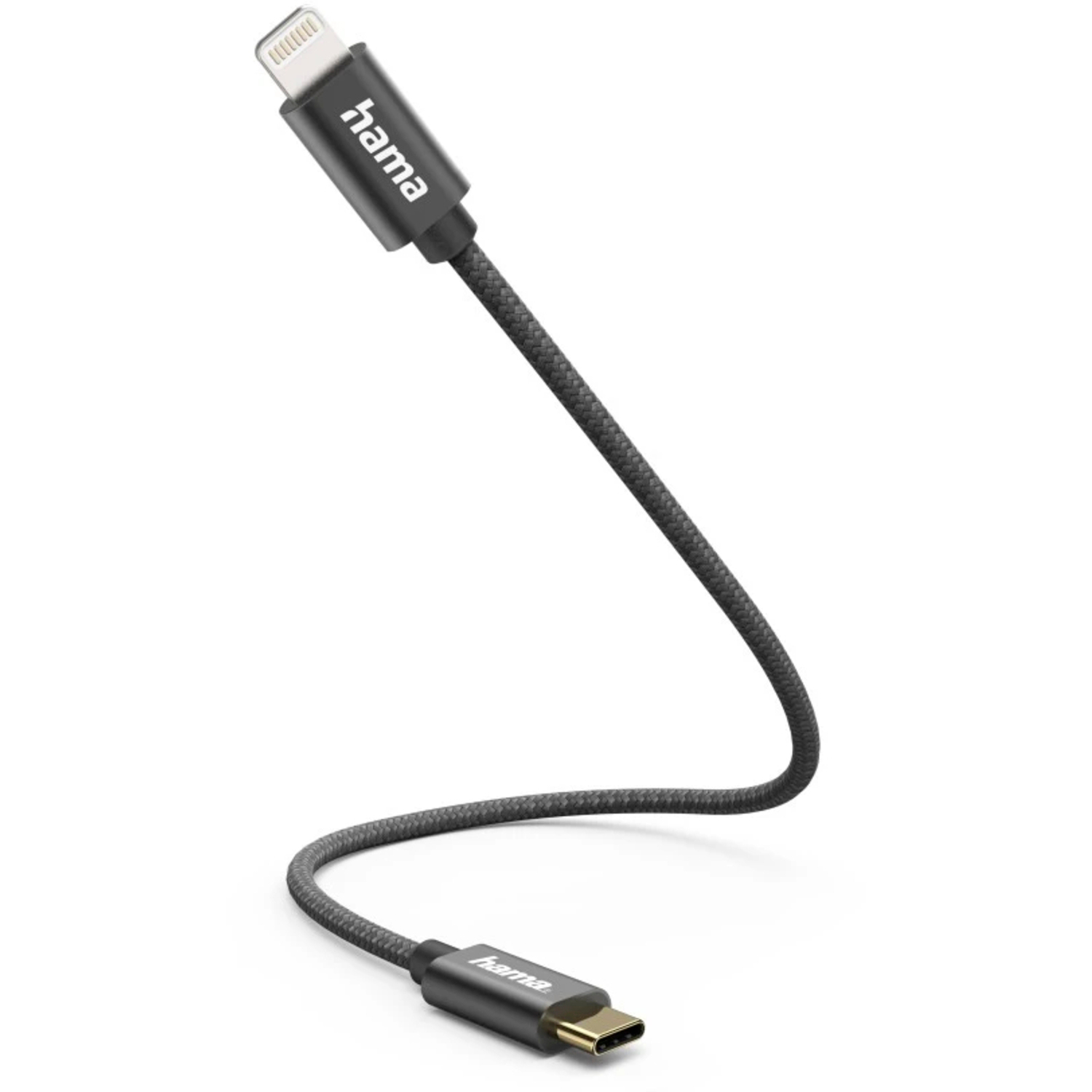 Hama Ladekabel USB-C-Lightning 0,2m Nylon Schwarz