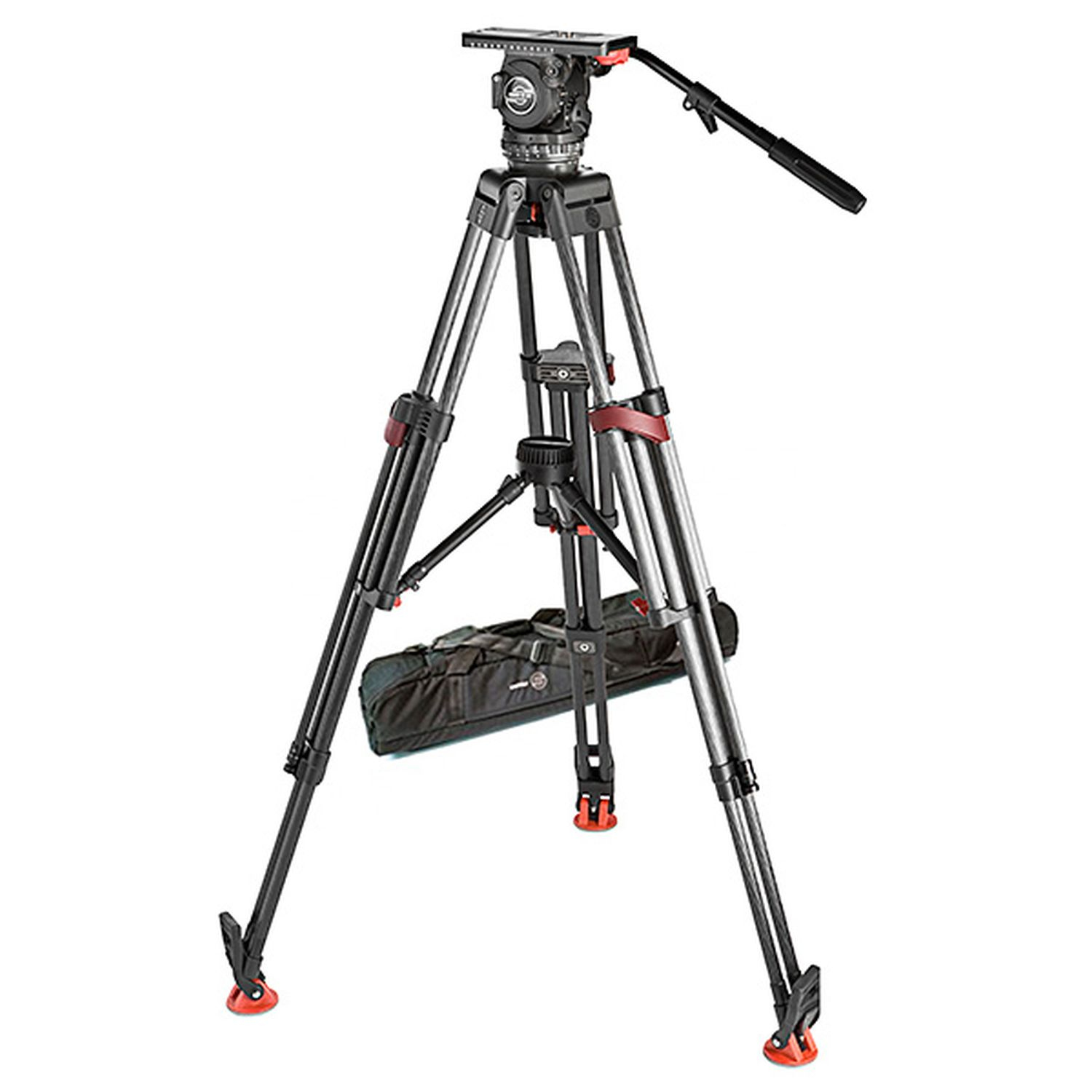 Sachtler SAC2075S1 System Video 20 Kohlefaser mit Stativkopf, SpeedLock Heavy-Duty Tripod, Mid-Level Spreader und Tasche
