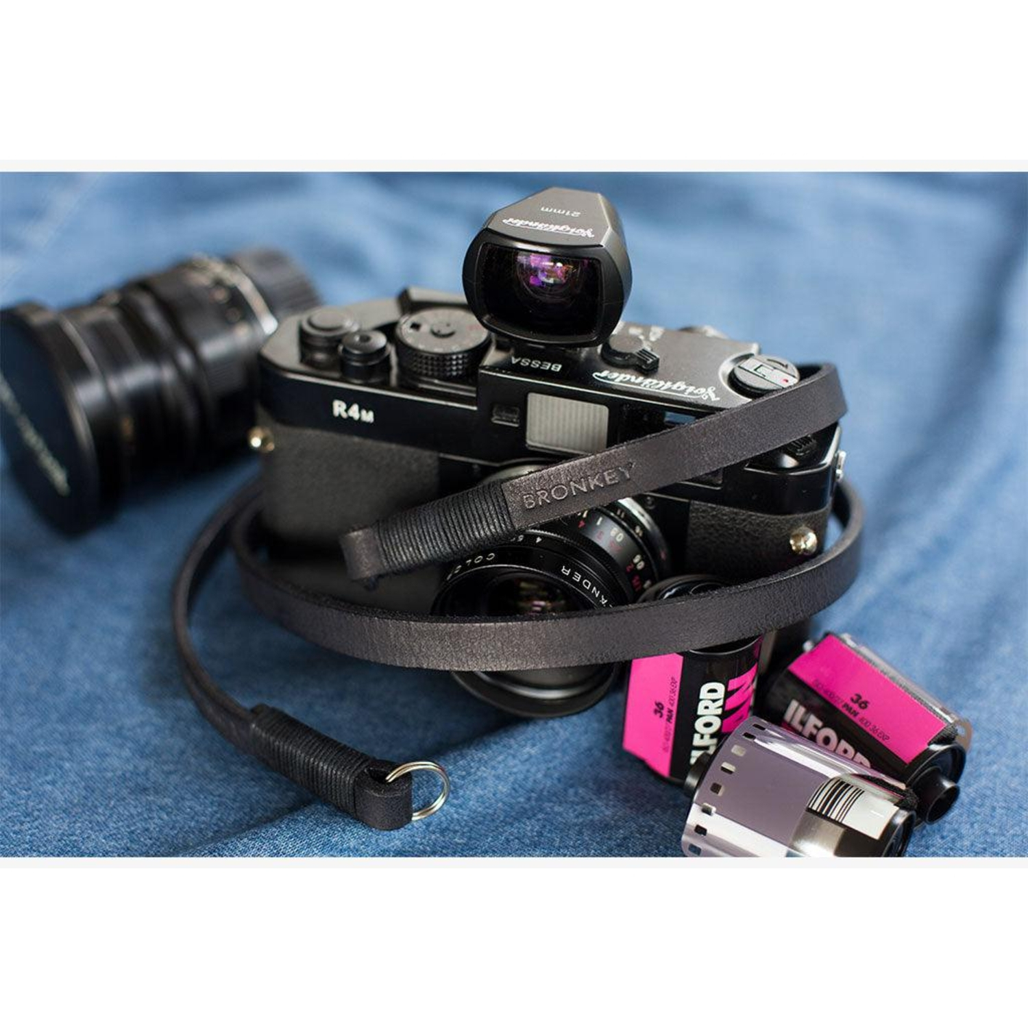 Bronkey Kameragurt Tokyo #104 Leder 95cm schwarz