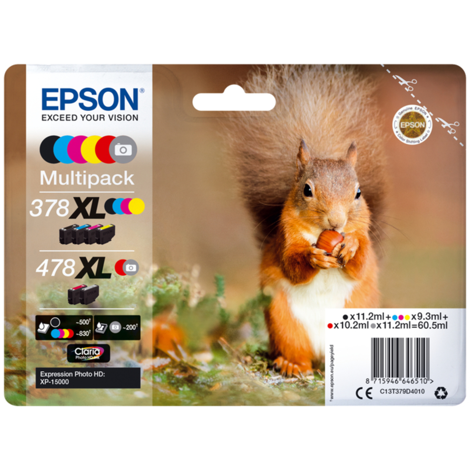 Epson 378XL/478XL Eichhörnchen Claria Photo HD Multipack 6 Farben Tinte