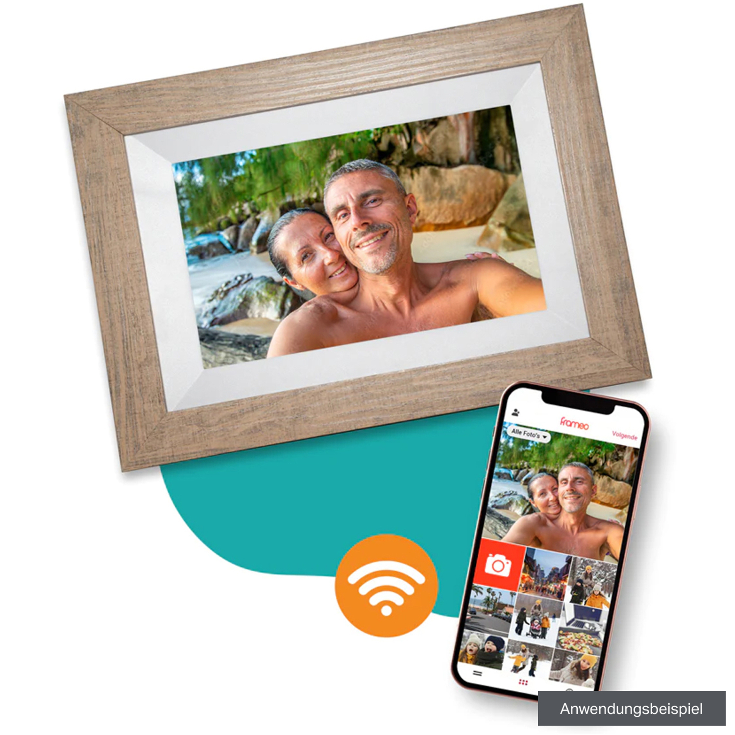 Pora&Co Digitaler Holzbilderrahmen WF-805T-LB 8" hellbraun