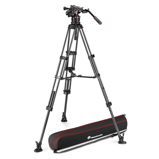 Manfrotto Nitrotech 612 & Carbon Doppelrohr-Stativ mit Mittelspinne