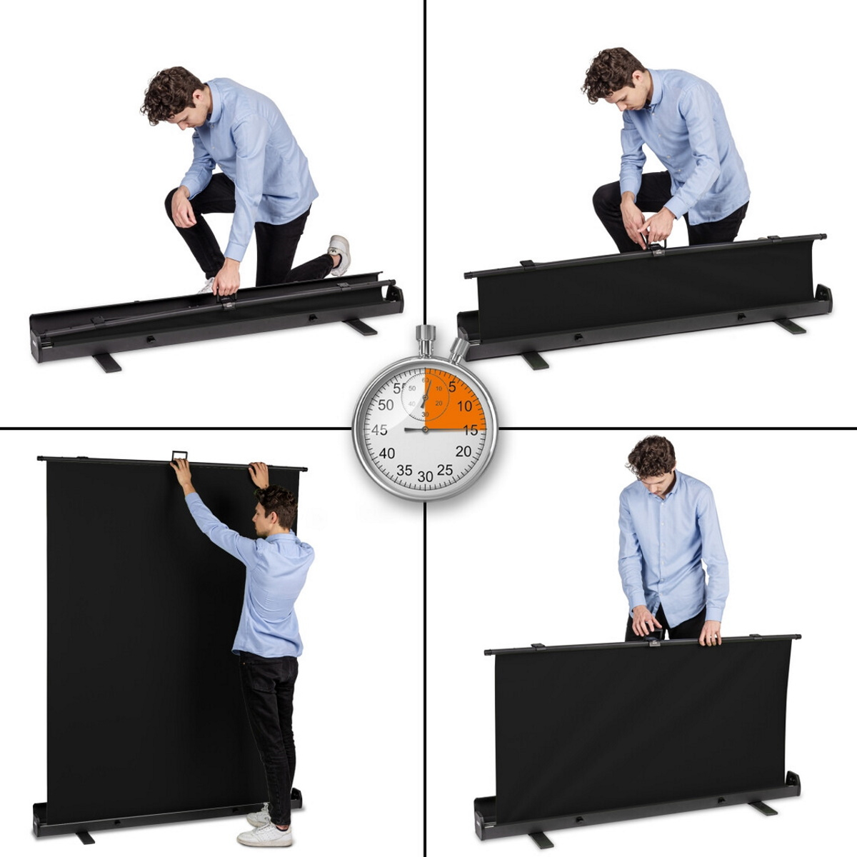 Walimex pro Roll-up Panel Hintergrund in Schwarz 155x200 cm
