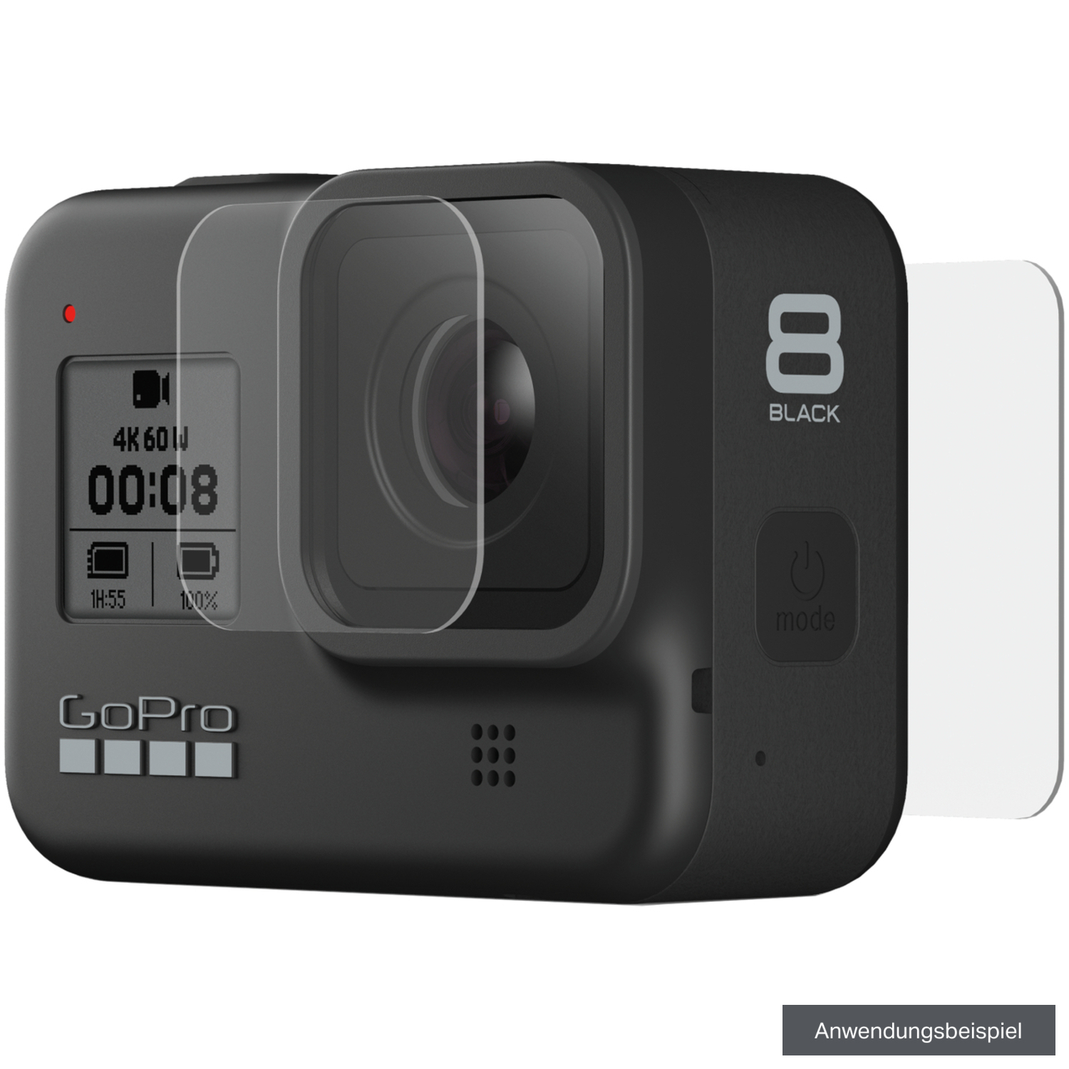 GoPro Objektivschutz mit Displayschutz aus gehärtetem Glas für HERO8 Black