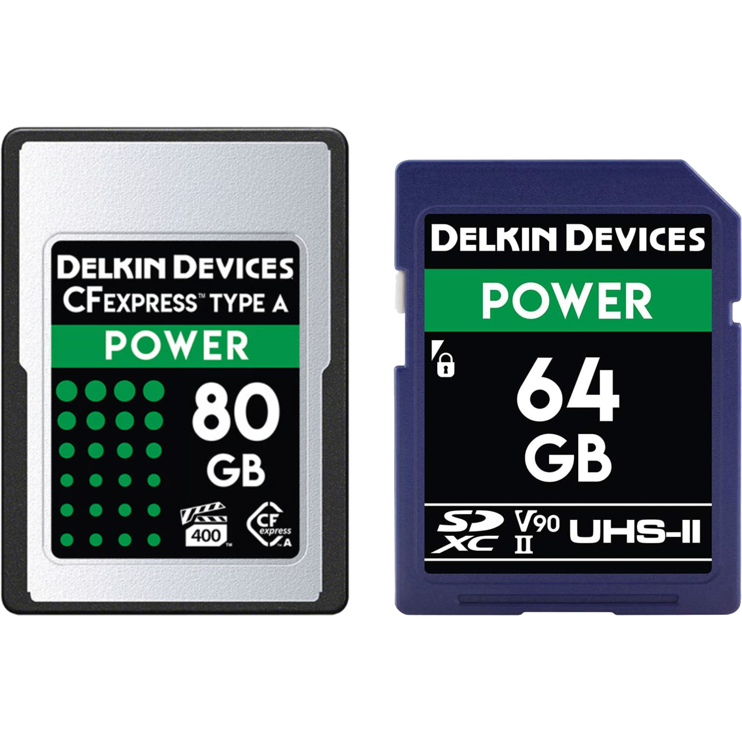 Delkin POWER 80GB CFexpress Typ A und POWER 64GB SDXC UHS-II 