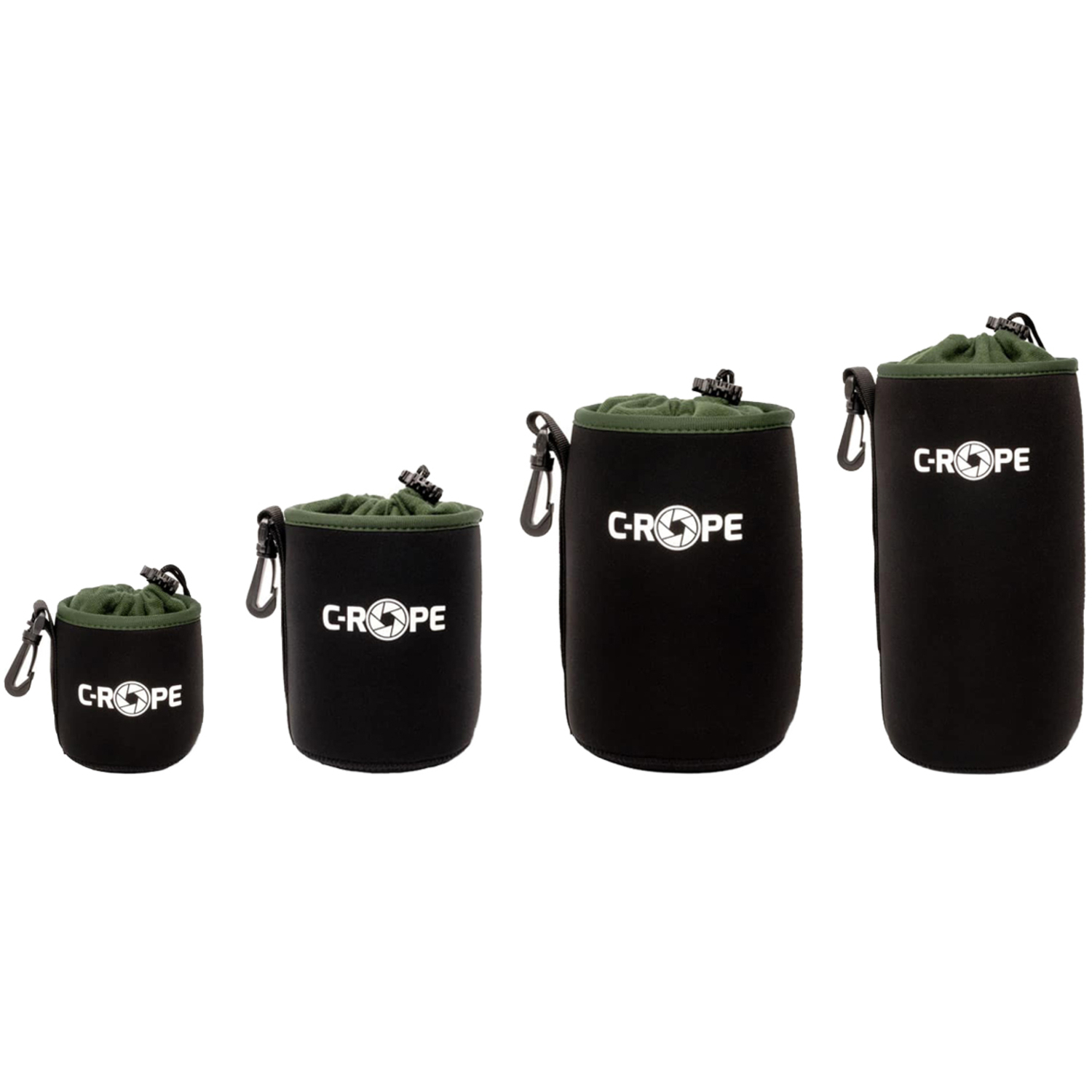 C-Rope Objektivbeutel-Set Neopren (S, M, L, XL) schwarz-oliv