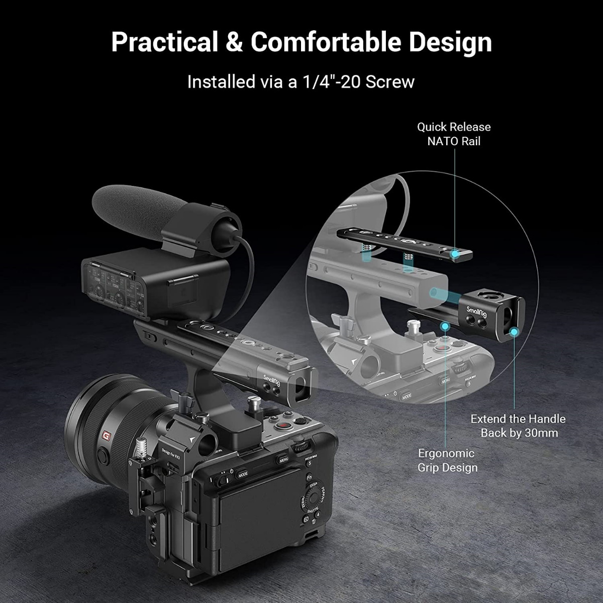 SmallRig MD3490 Extension Rig für Sony FX3 XLR Handle 