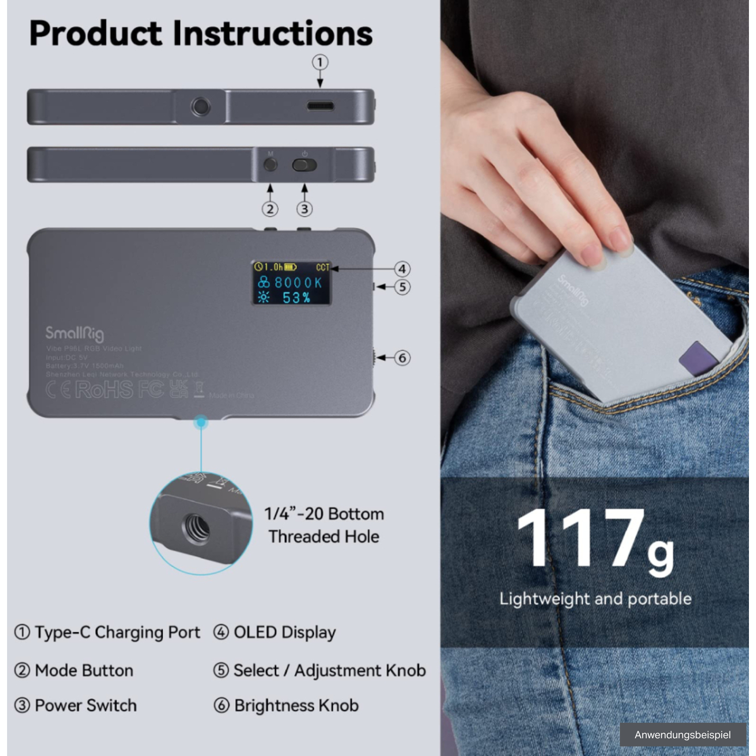 SmallRig RGB Videoleuchte Vibe P96L 3489BC