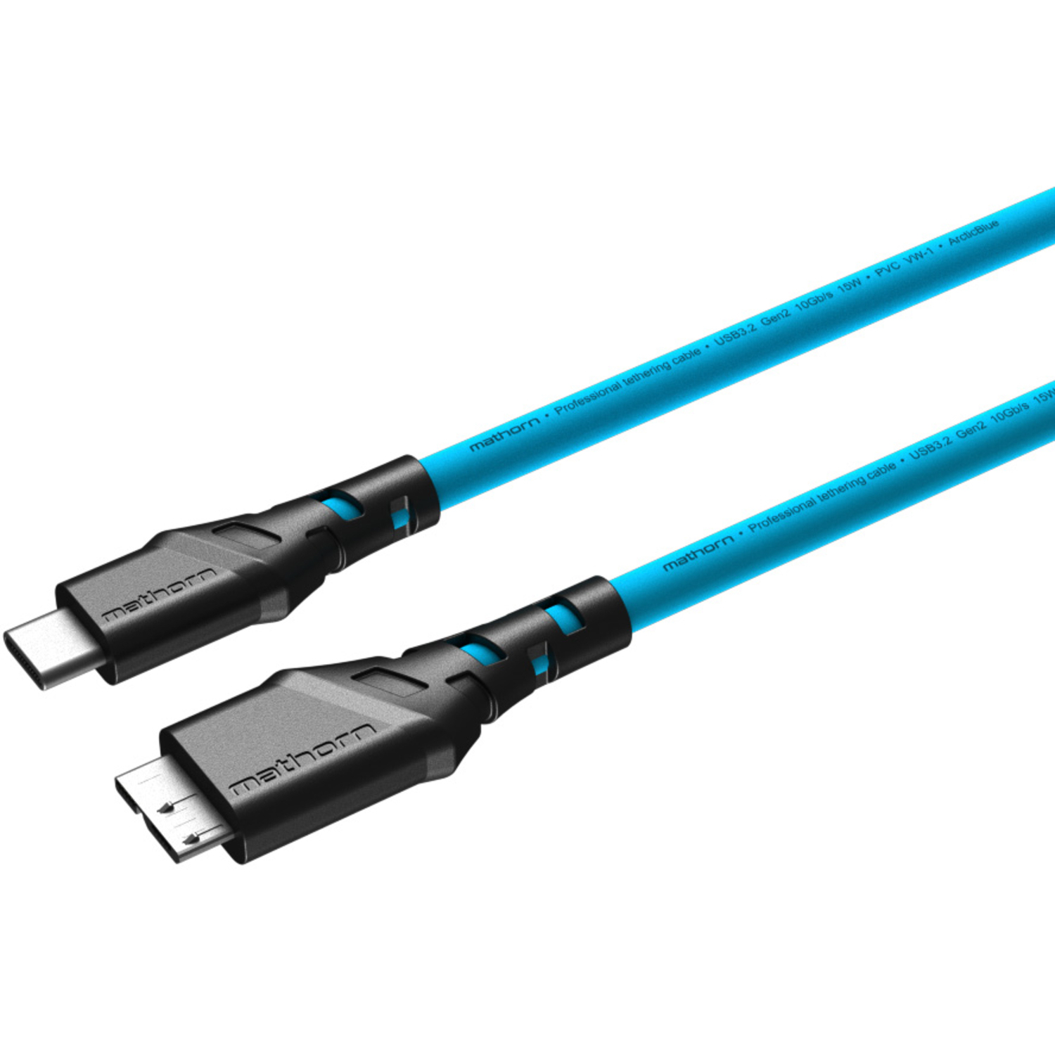 Mathorn USB C auf Micro B-Kabel 2m Arctic Blue