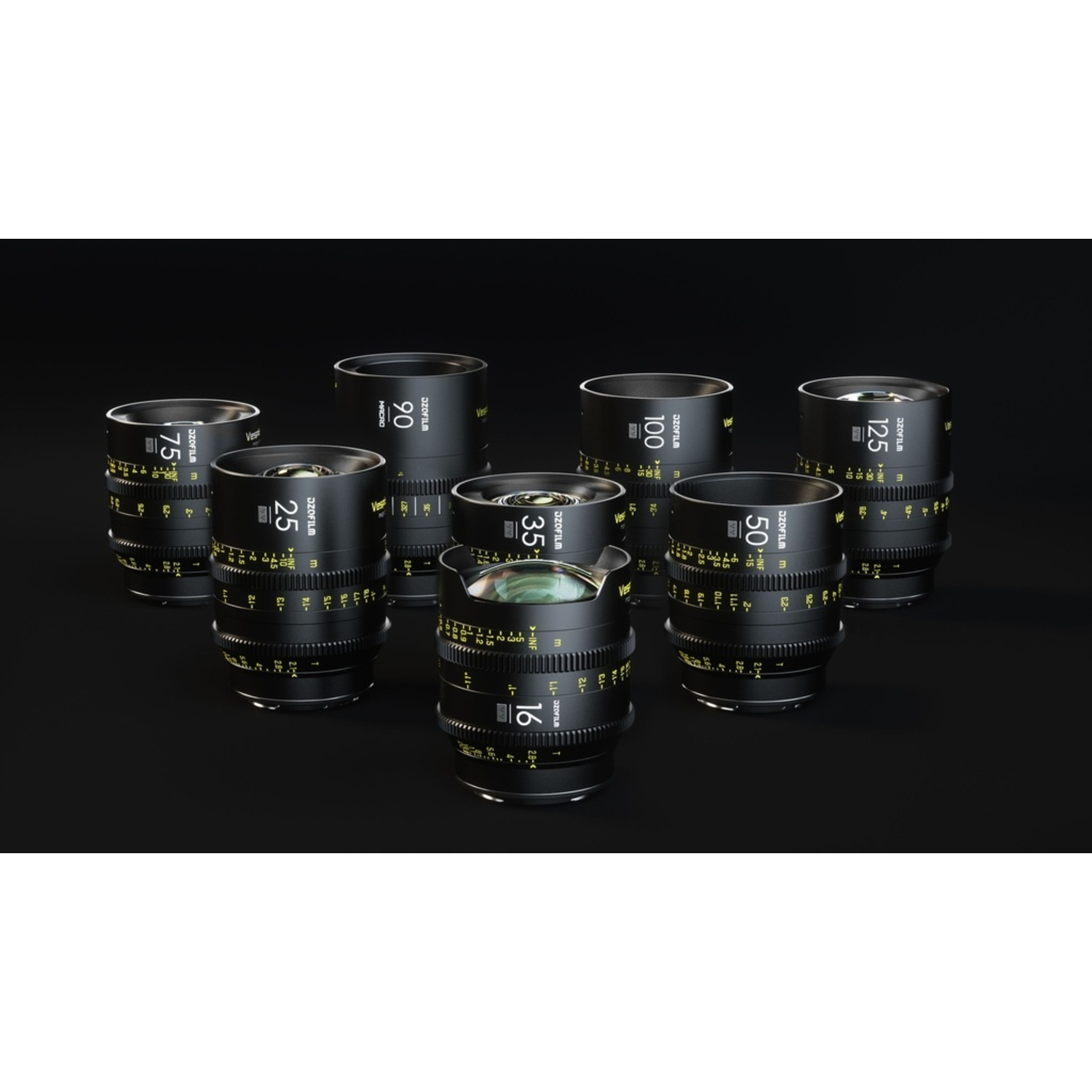 DZOFILM VESPID PRIME 8-Lens Kit 25/35/50/75/100/125mm T2.1 mit 16mm T2.8 und Makro 90mm T2.8 für PL/EF-Mount