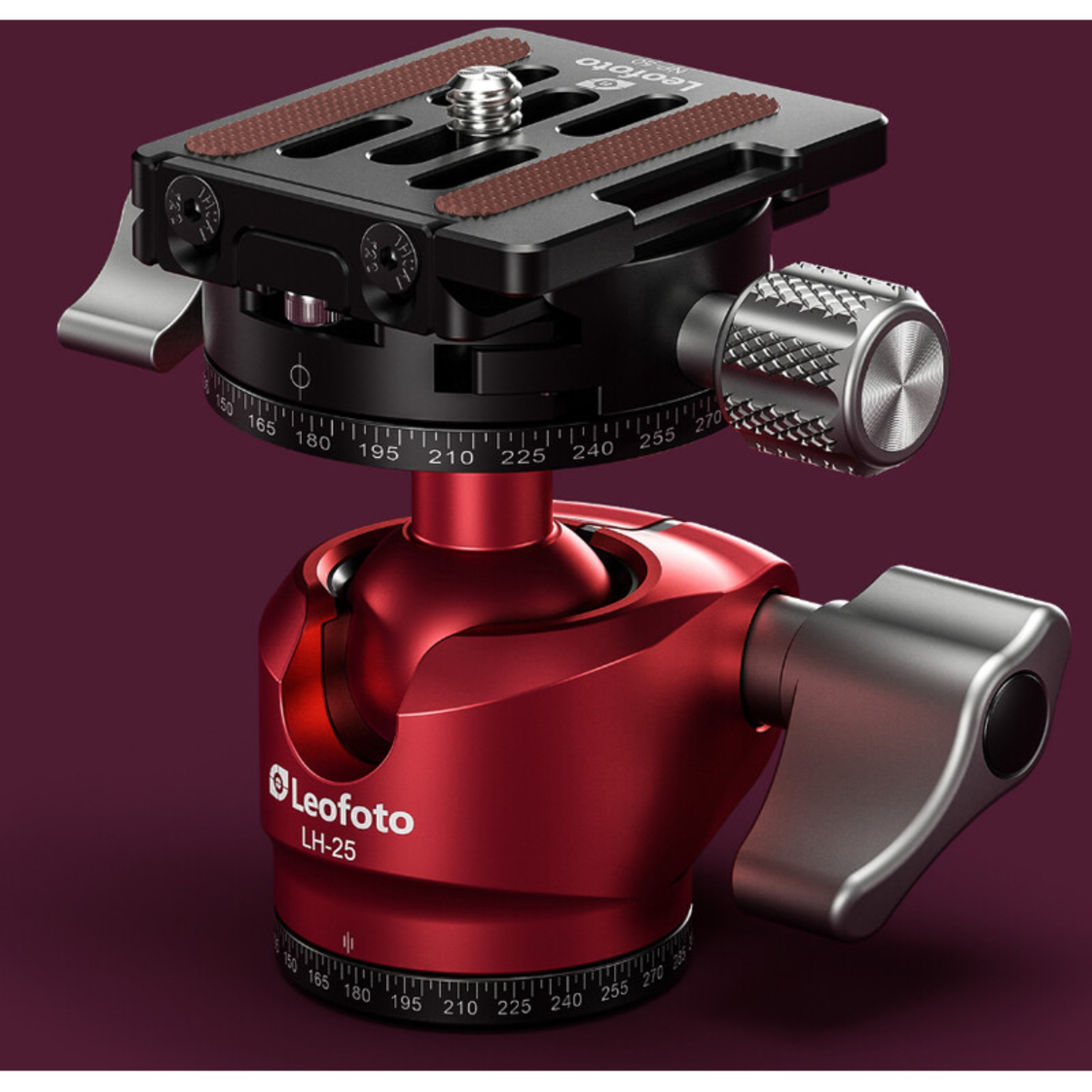 Leofoto Carbon-Dreibeinstativ LY-224C Mr.Y mit Ballhead LH-25 R rot