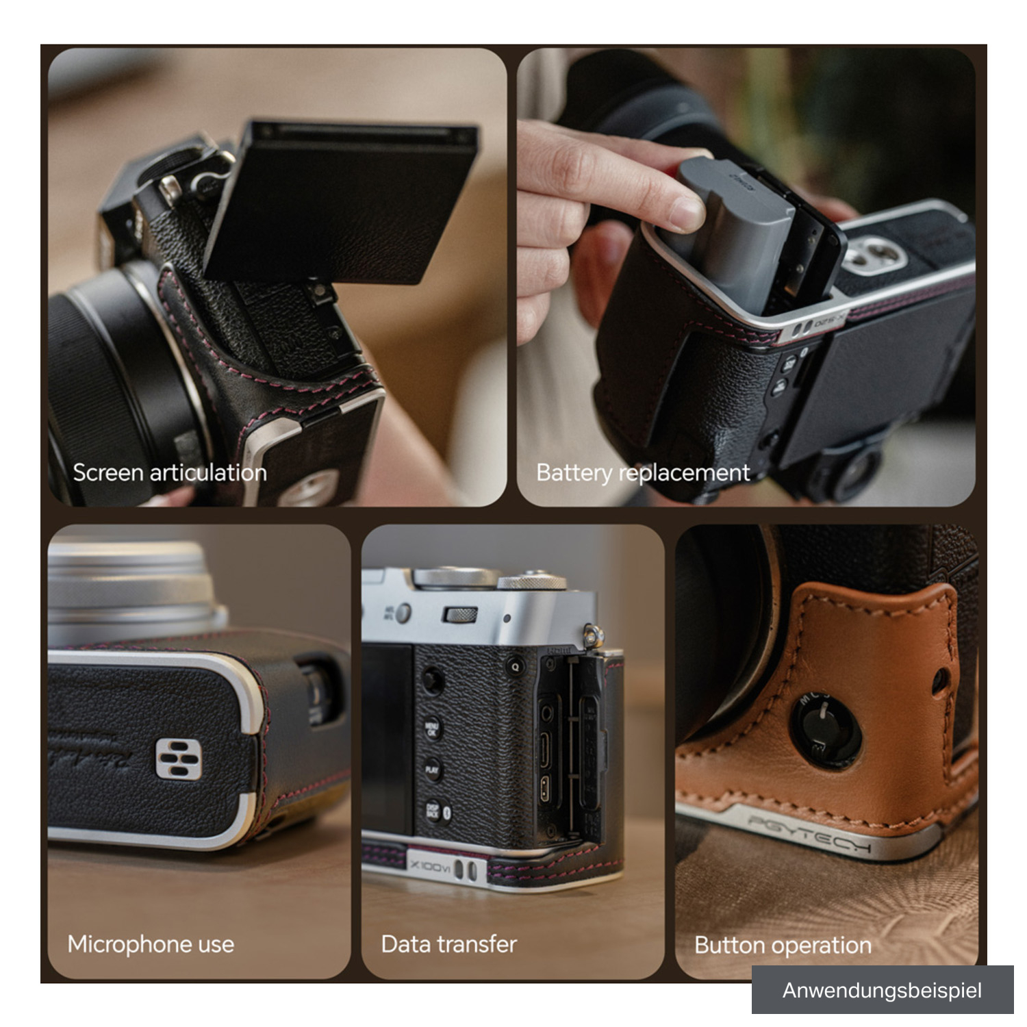 PGYTECH Leder-Kameracase Midnight Black für Fujifilm X100VI