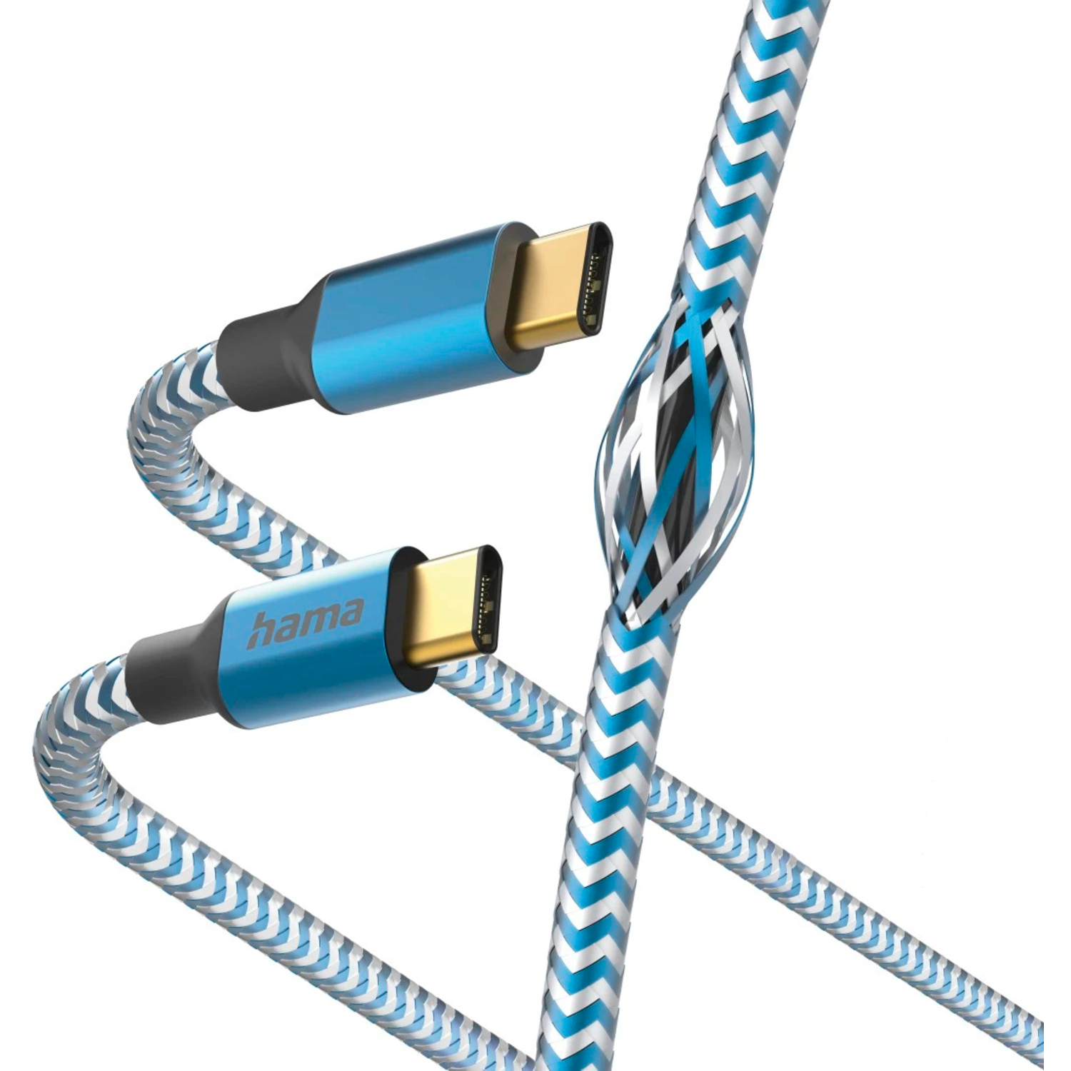 Hama Ladekabel "Reflective" USB-C-USB-C 1,5m Blau
