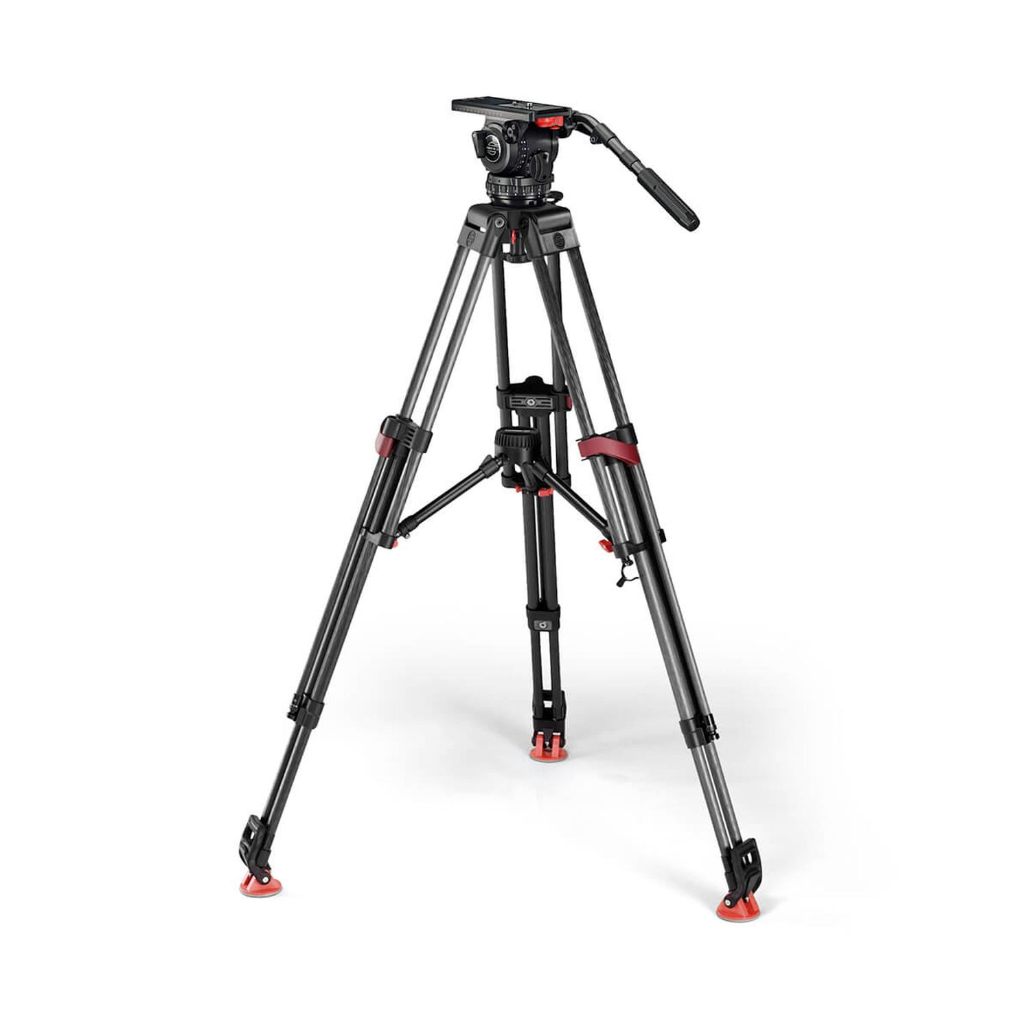 Sachtler SAC1867S2 System Video 18 Kohlefaser mit Stativkopf, SpeedLock Heavy-Duty Tripod, Mid-Level Spreader und Tasche