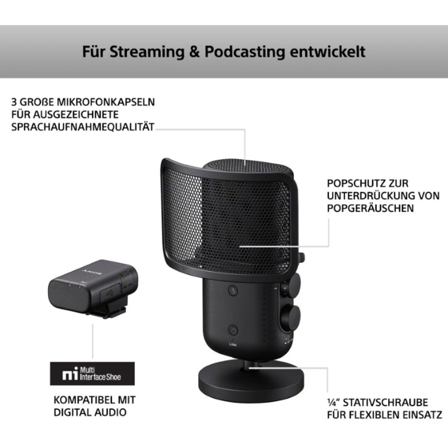 Sony ECM-S1 Kabelloses Streaming-Mikrofon
