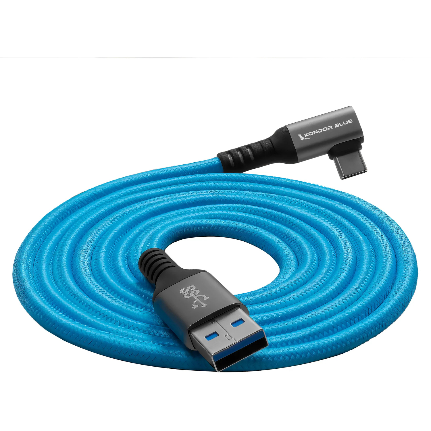 Kondor Blue Rechtwinkliges USB-A auf USB-C Daten- und Ladekabel 300 cm Kondor Blue
