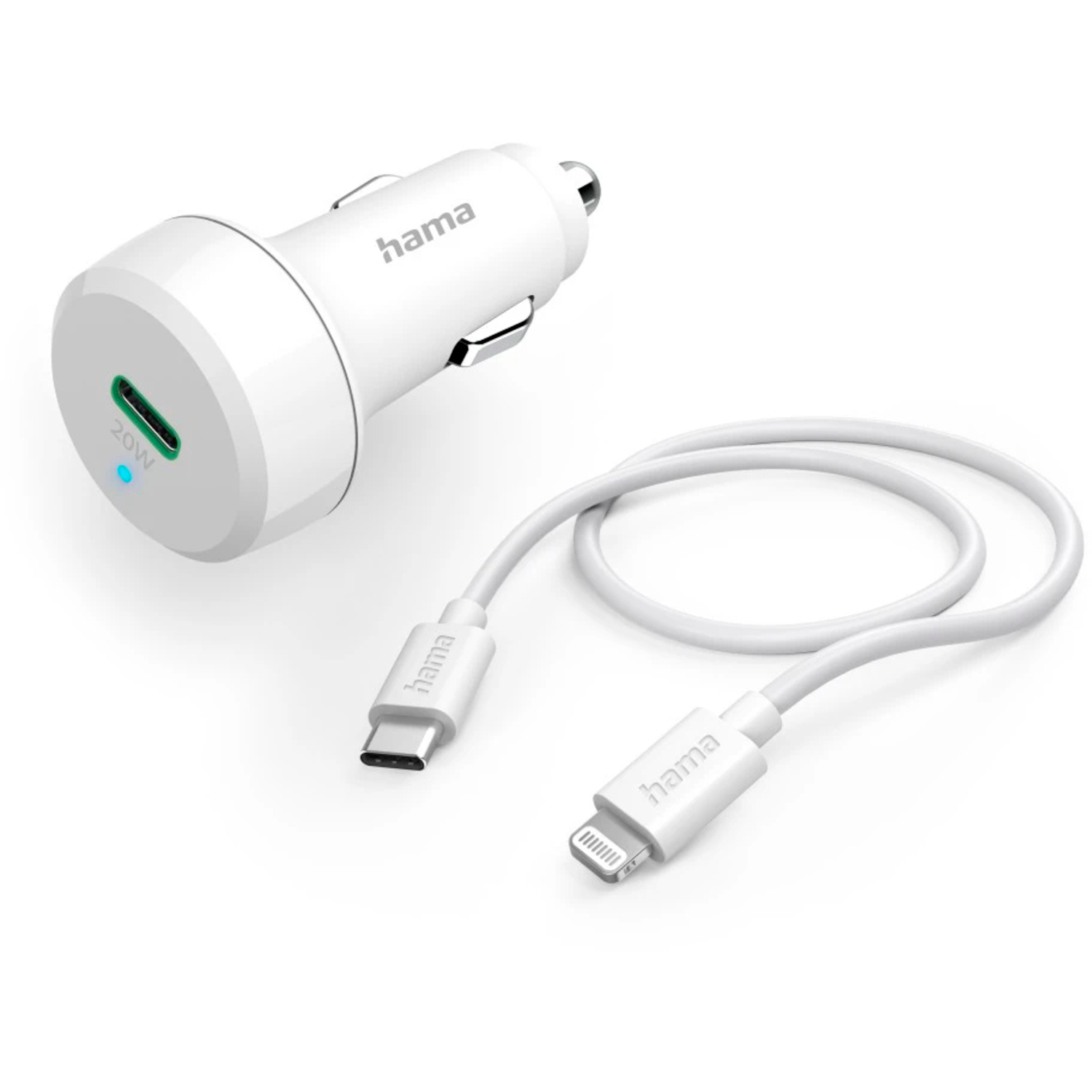 Hama Auto-Schnellladegerät mit Ladekabel Lightning PD 20W weiß