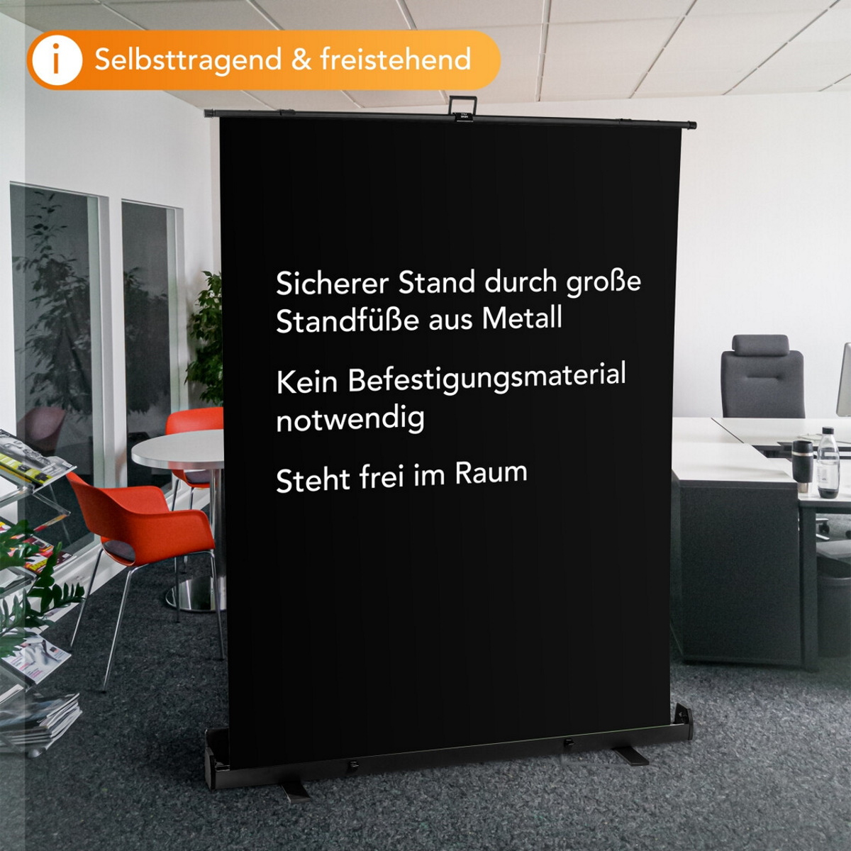 Walimex pro Roll-up Panel Hintergrund in Schwarz 155x200 cm