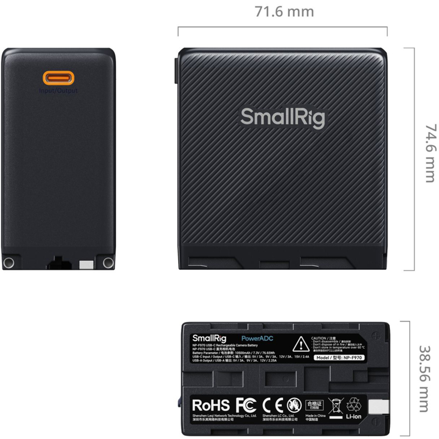 SmallRig Akku NP-F970 USB-C 4469 schwarz für Sony Kameras mit NP-F970 Akku