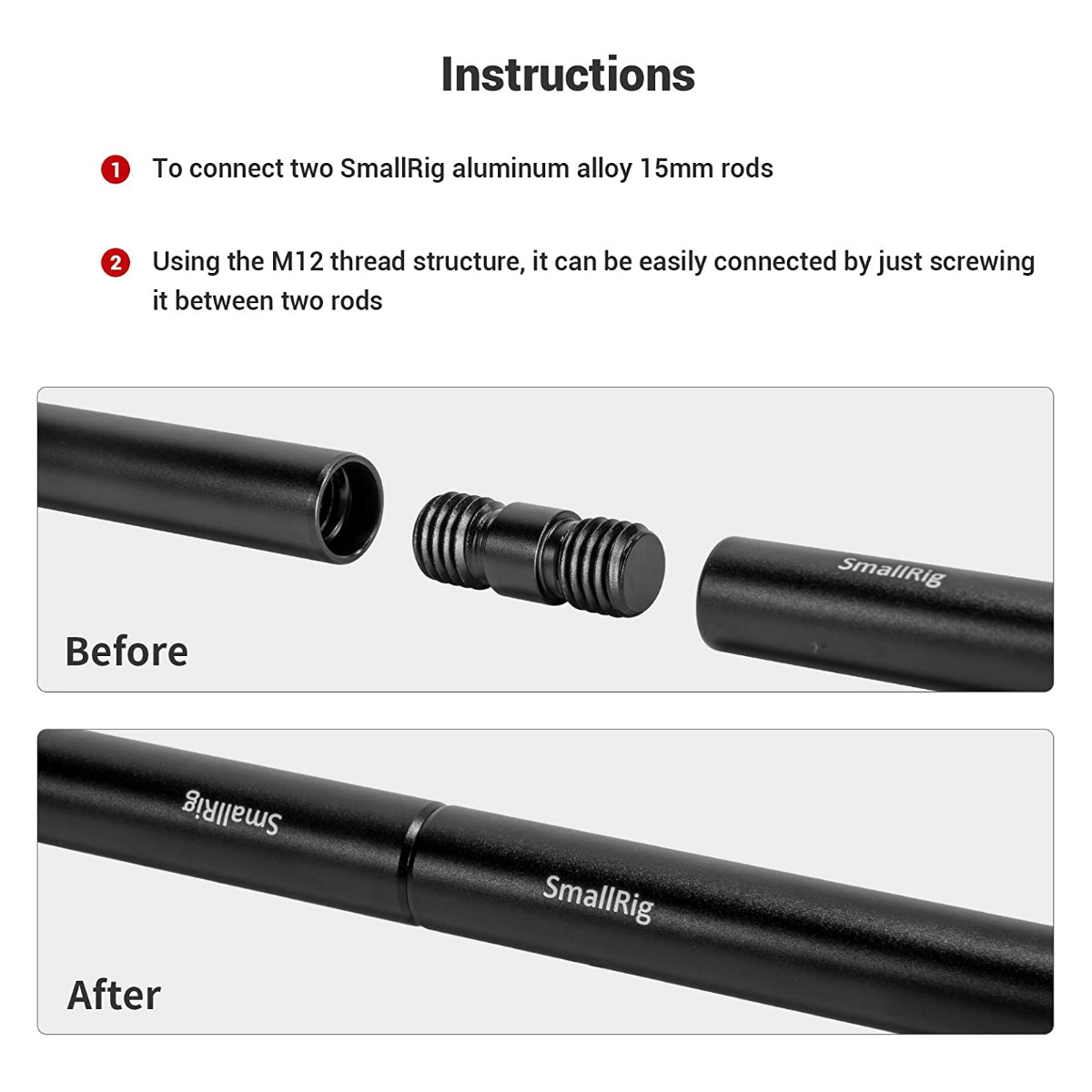 SmallRig 900 Rod Connector mit M12-Gewinde