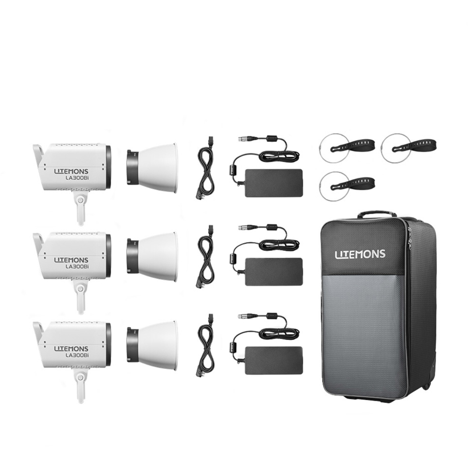 Godox Litemons LA300Bi Zweifarbige LED-Leuchte mit Zubehör und Tasche 3er Kit