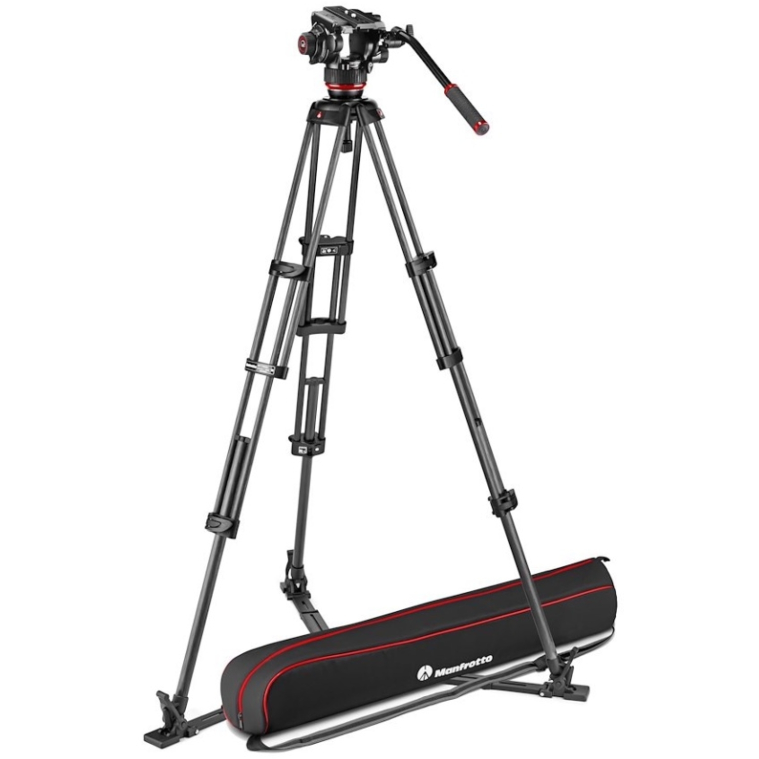 Manfrotto Fluid-Videokopf 504X mit Carbonfaser-Doppelrohrstativ GS