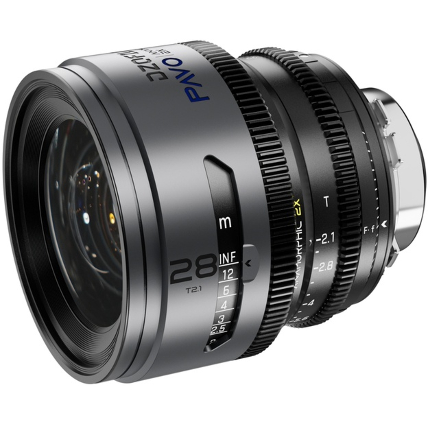 DZOFILM PAVO 2X ANAMORPHIC 28mm T2.1 Blue Coating Metric für PL/EF-Mount