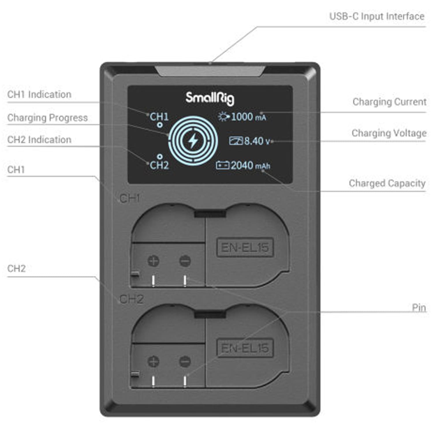 SmallRig Akku EN-EL15 und Ladegerät Kit 3820B
