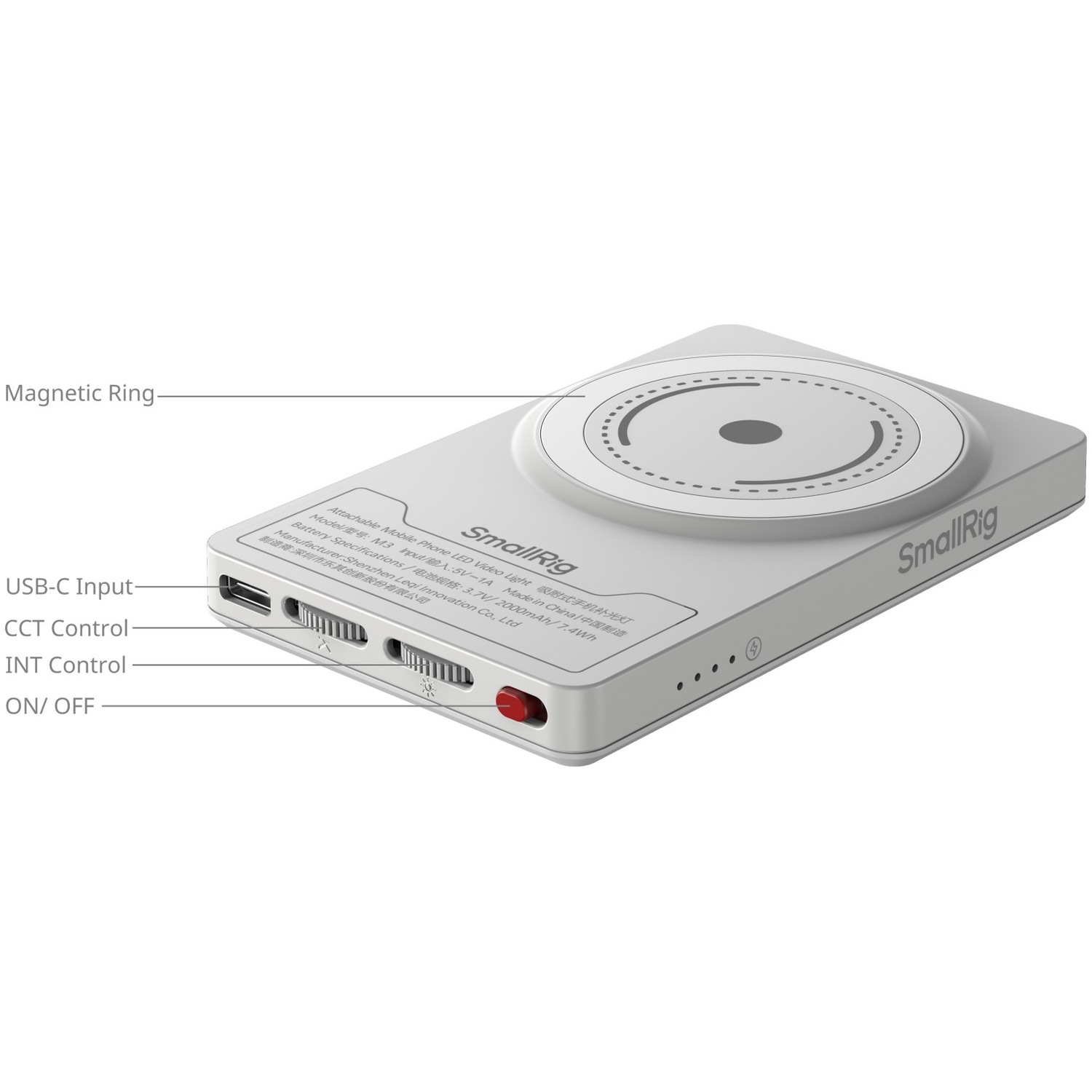 SmallRig M3 Aufsteckbares LED-Videolicht mit Clip 5640 weiß