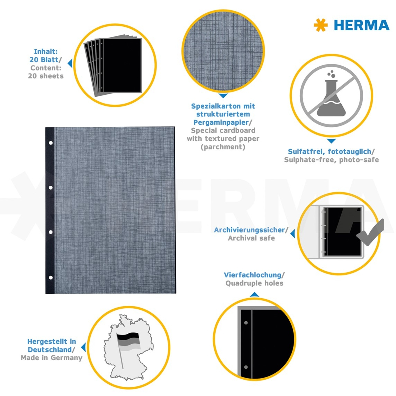 Herma Fotokarton schwarz, 232 x 297 mm, 20 Blatt