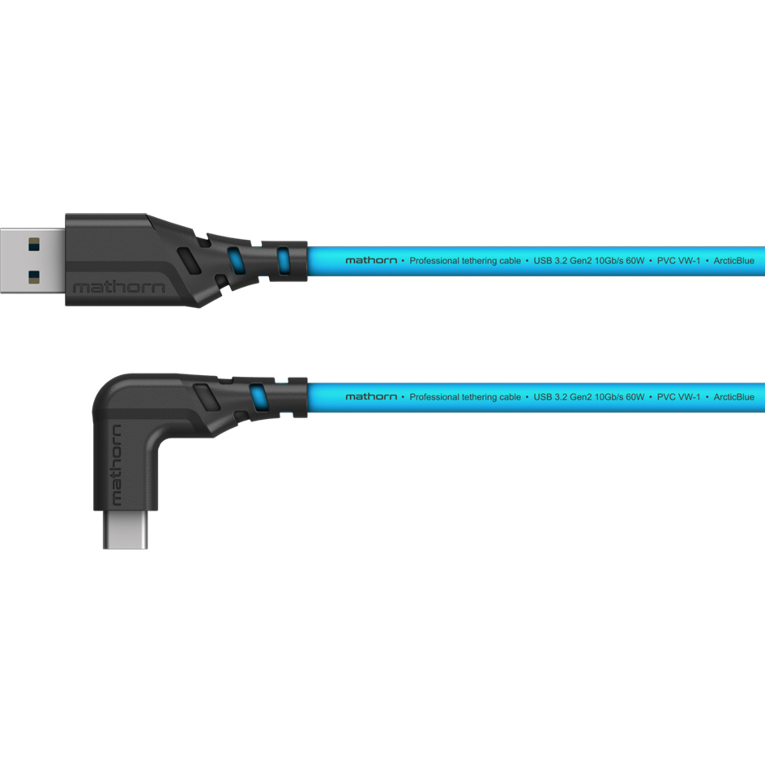 Mathorn USB C-A Kabel 90° 2m Arctic Blue