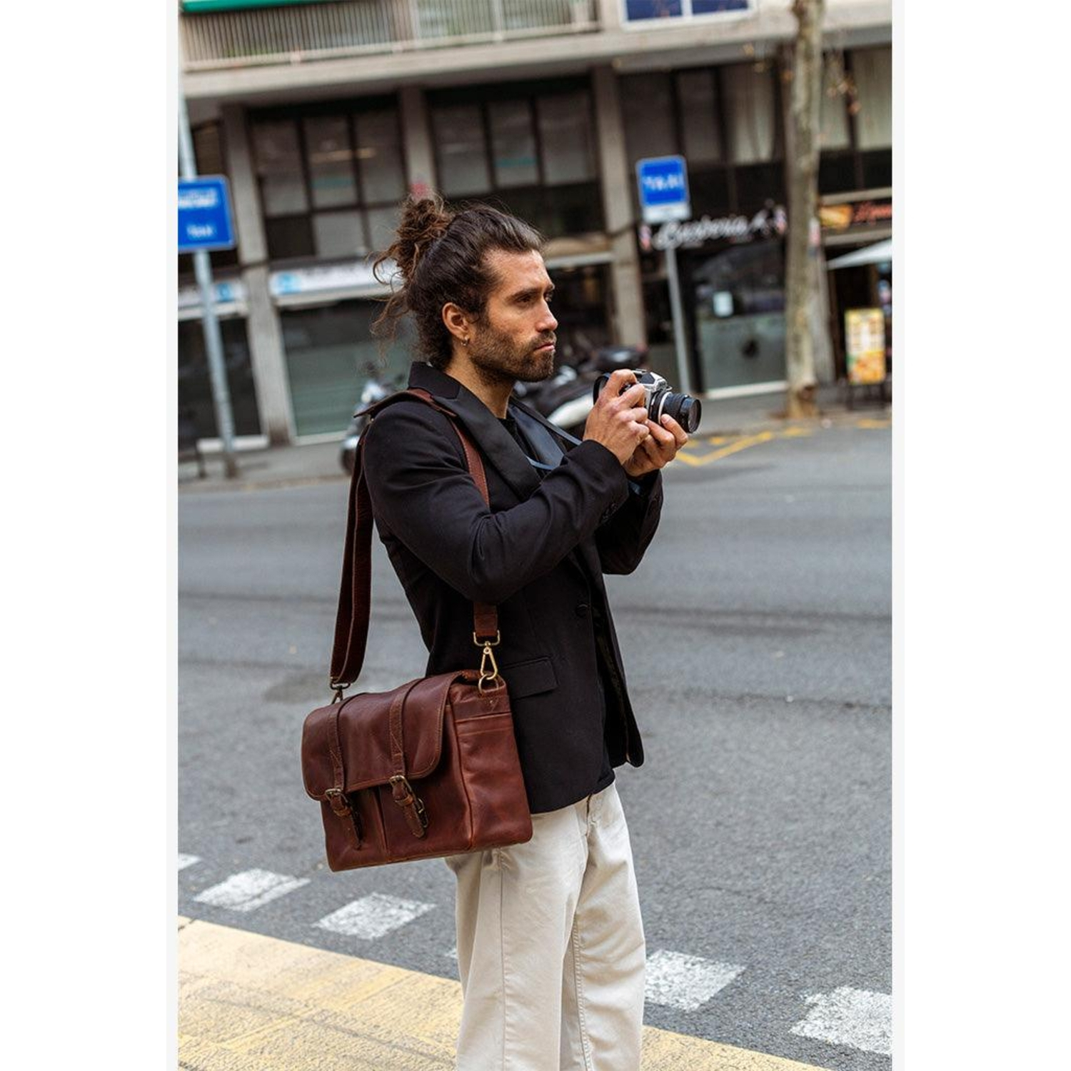 Bronkey Roma Leder Camera Bag Cognac