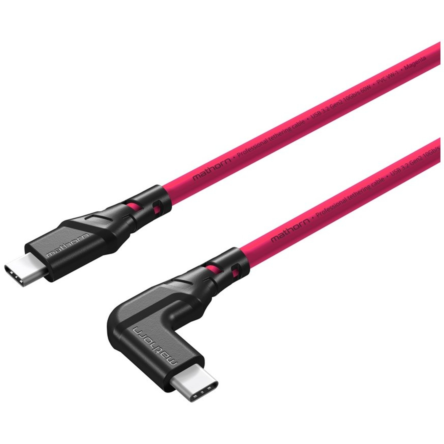 Mathorn USB C-C Kabel 90° 5m Magenta