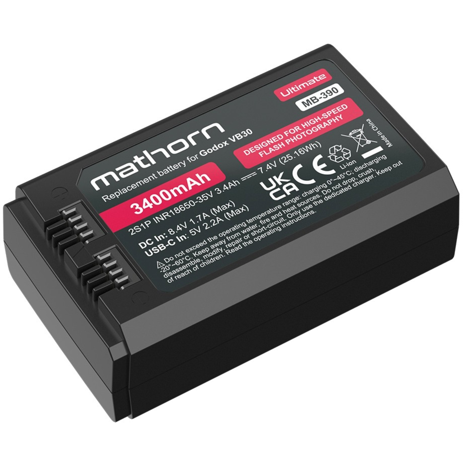Mathorn Akku MB-390 3400mAh USB-C für Godox VB30