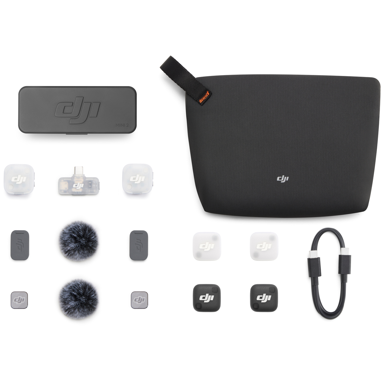 DJI Mic Mini 2 mit 2 Sendern, Handyempfänger und Ladeschale