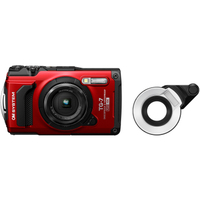 OM System Tough TG-7 rot mit FD-1 Blitzdiffusor