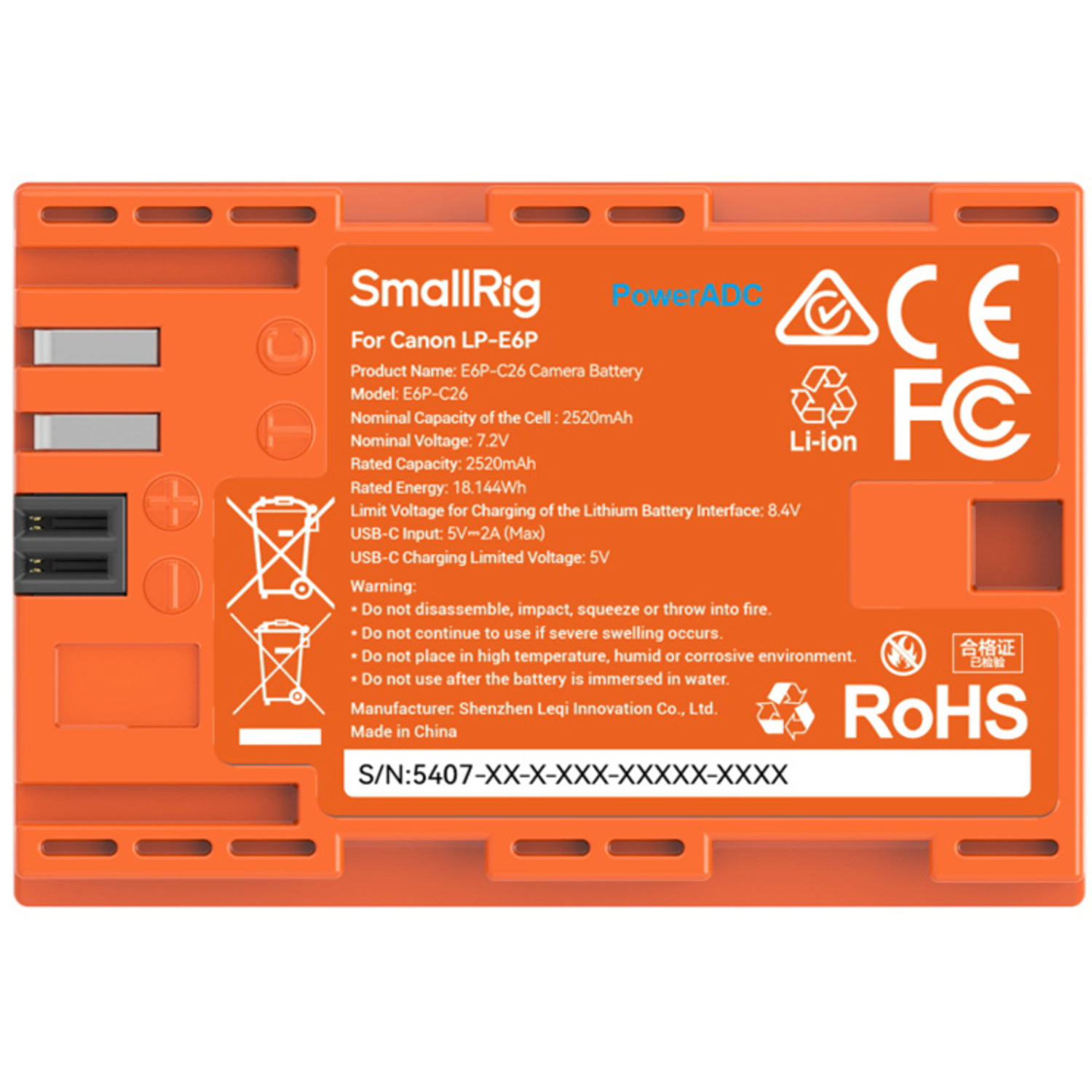 SmallRig Akku 5407 für Canon EOS D und R orange