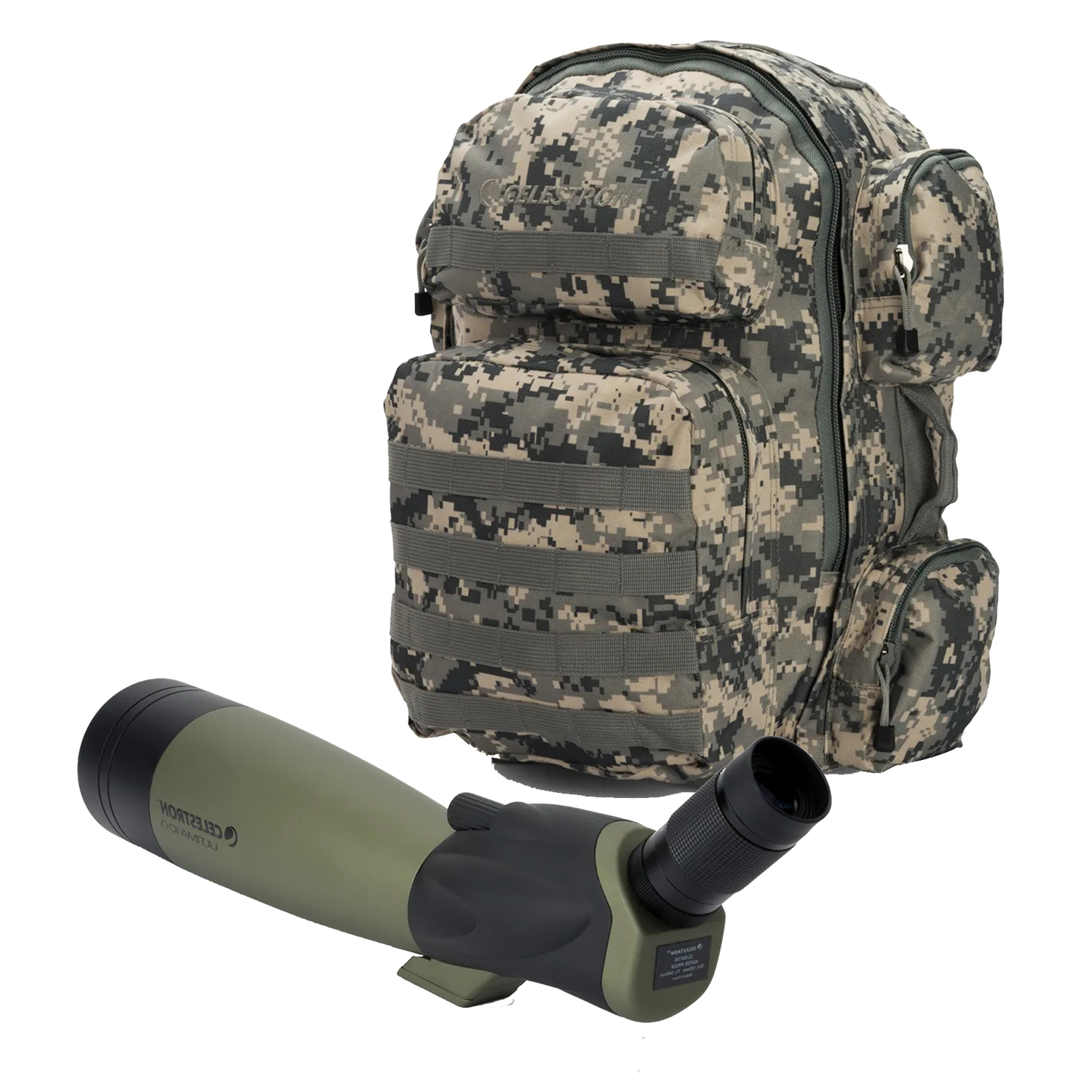 Celestron Ultima 100mm 45 Grad mit Camouflage Rucksack