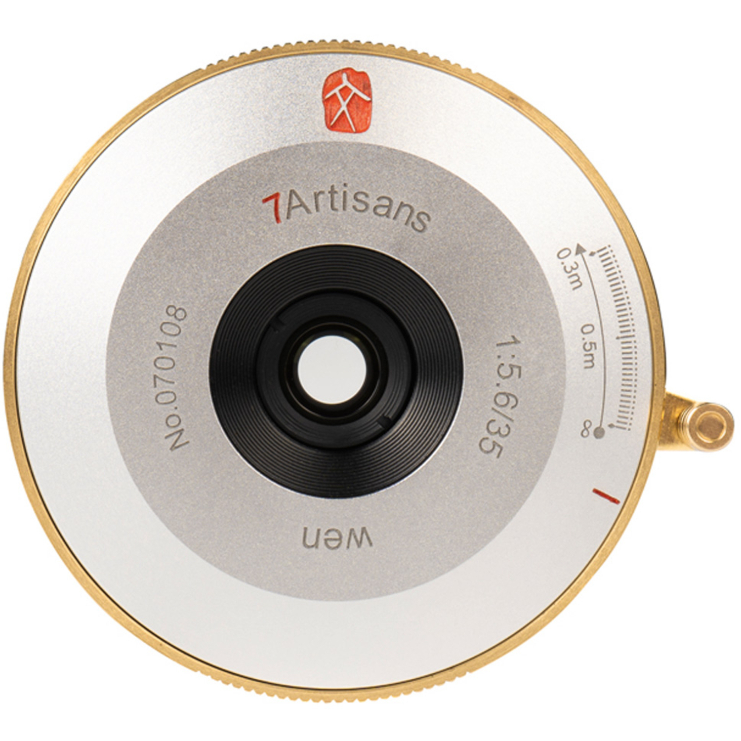 7Artisans Pancake 35mm F5.6 FF für Leica M-Mount silber-gold