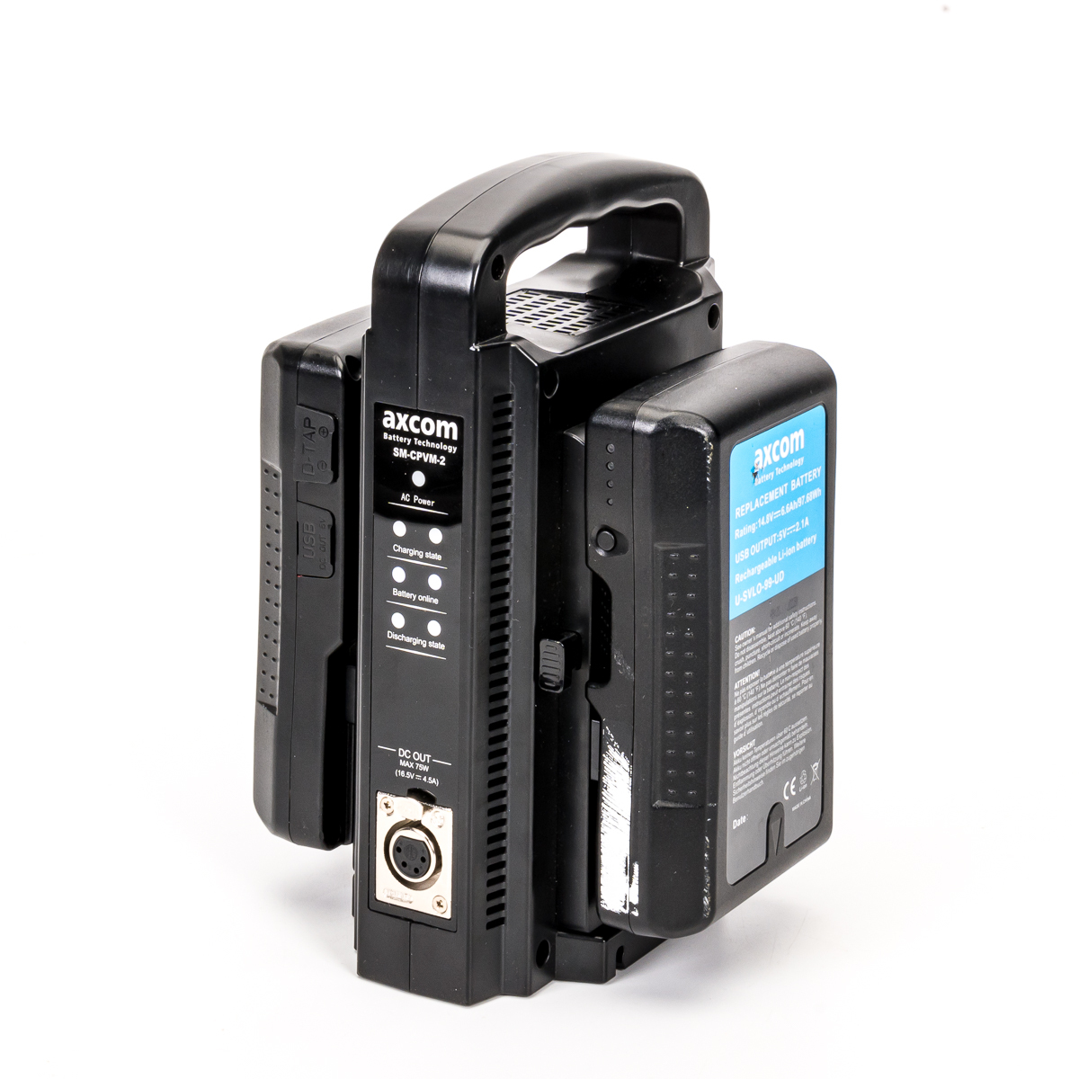Axcom V-Mount Ladegerät + 2x U-SVLO-99-UD Akkus gebraucht