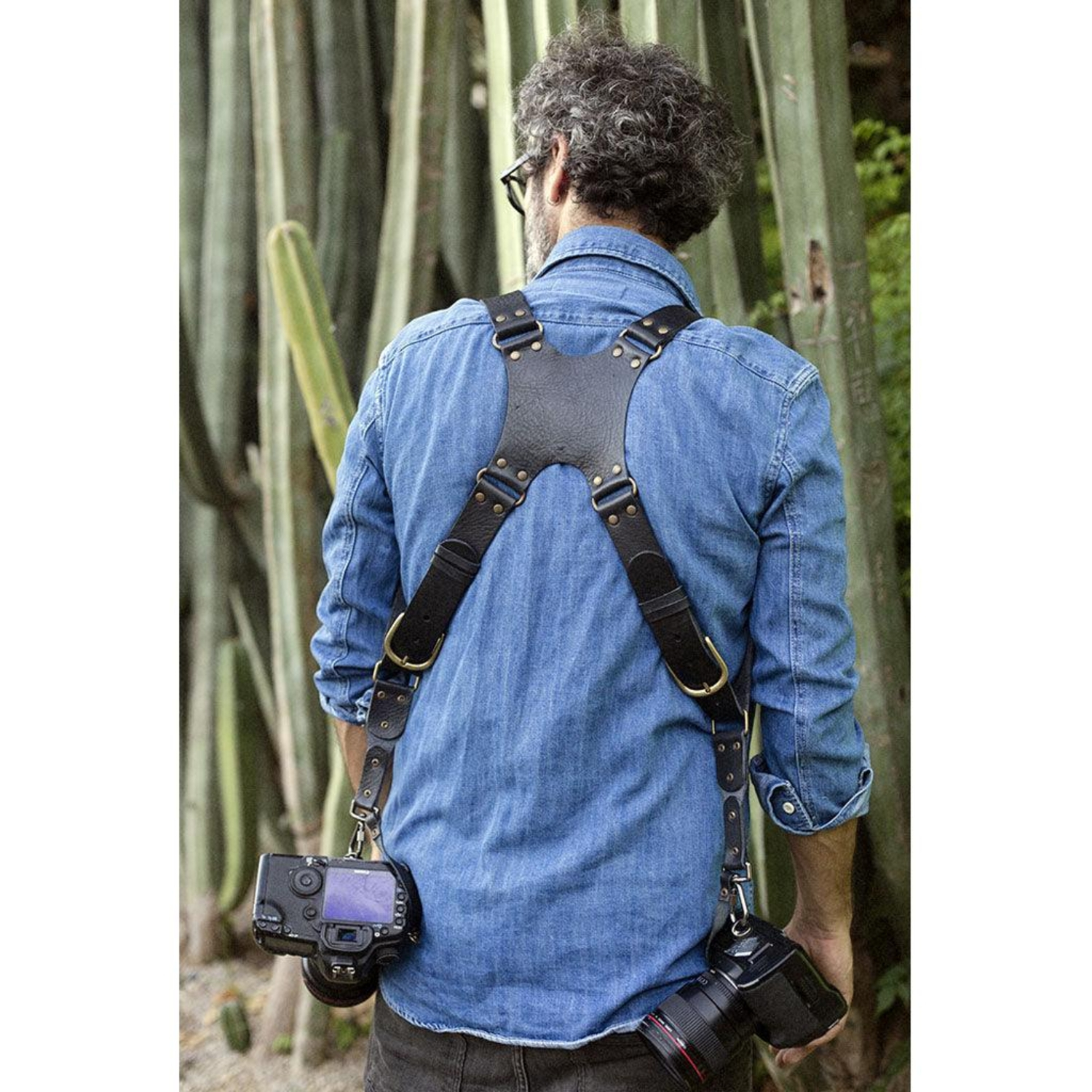 Bronkey Doppel-Kameragurt Berlin #501 Leder schwarz