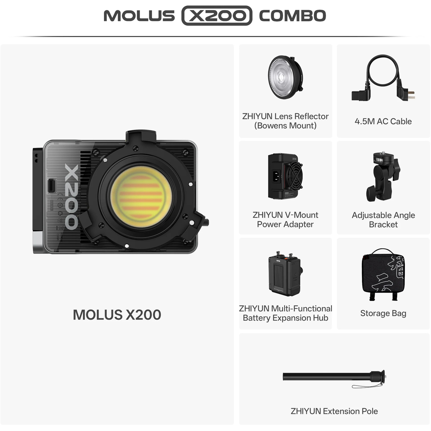 Zhiyun MOLUS X200 RGB LED Leuchte Combo