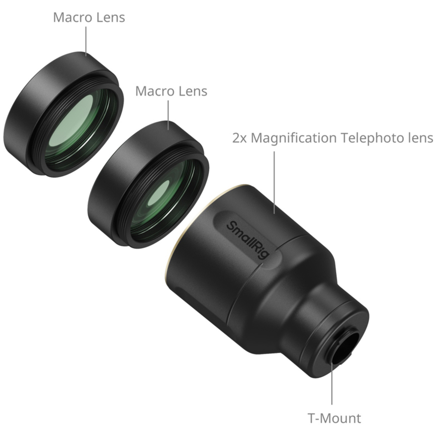 SmallRig 2-fach-Zoom-Tele- und Makroobjektiv-Set T-Mount 5334 für Smartphones