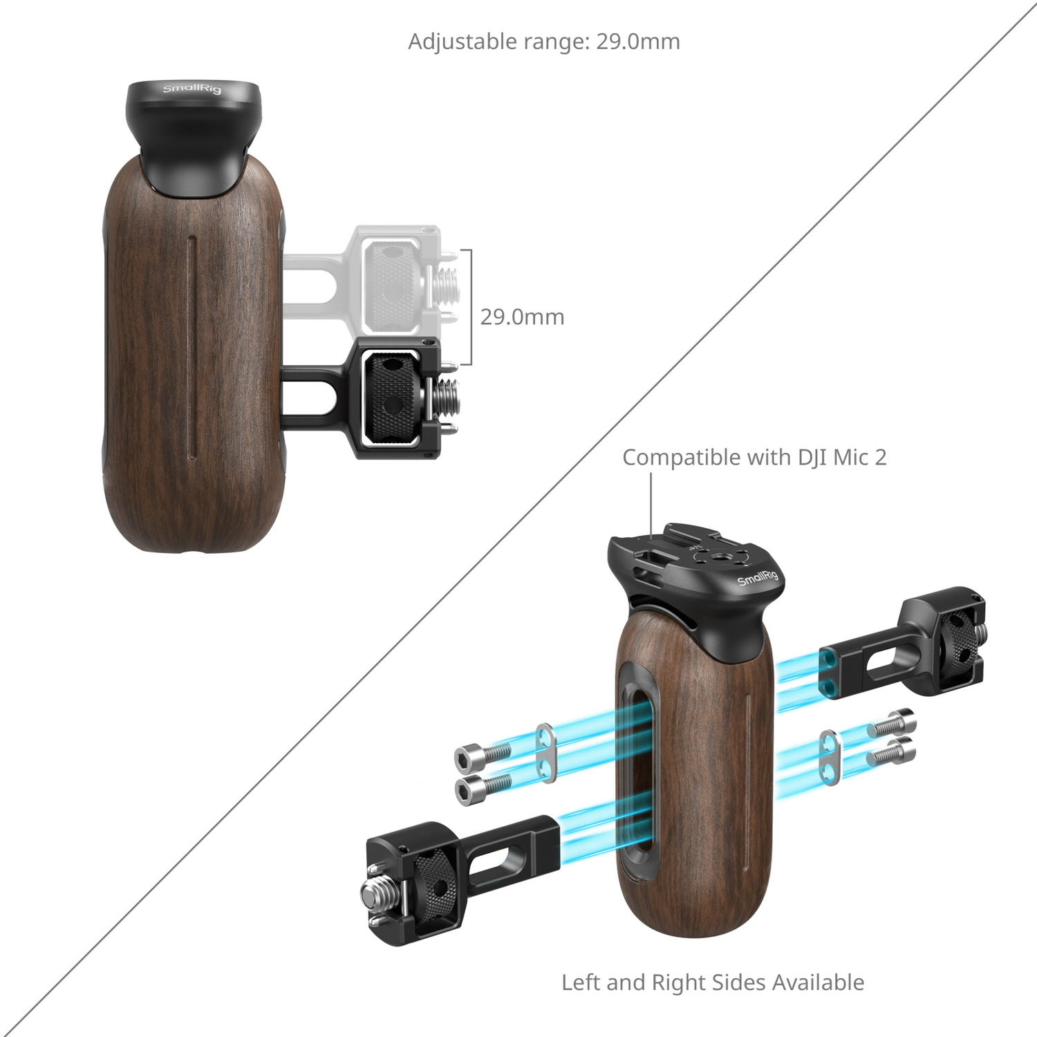 SmallRig Seitlicher Holzgriff mit 1/4"-20 und 3/8"-16 ARRI-Schrauben 5238