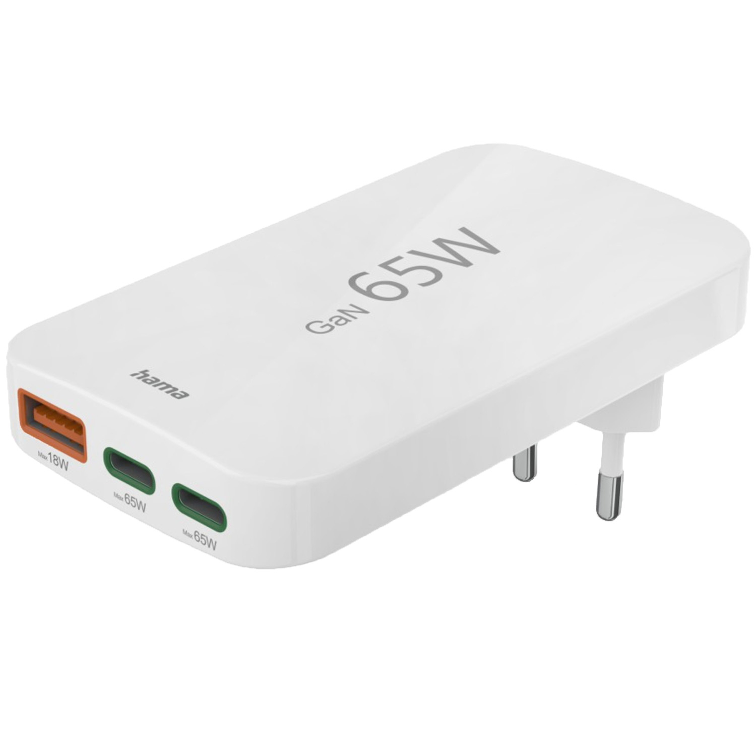 Hama Flaches Schnellladegerät 2x USB-C und 1x USB-A 65W weiß