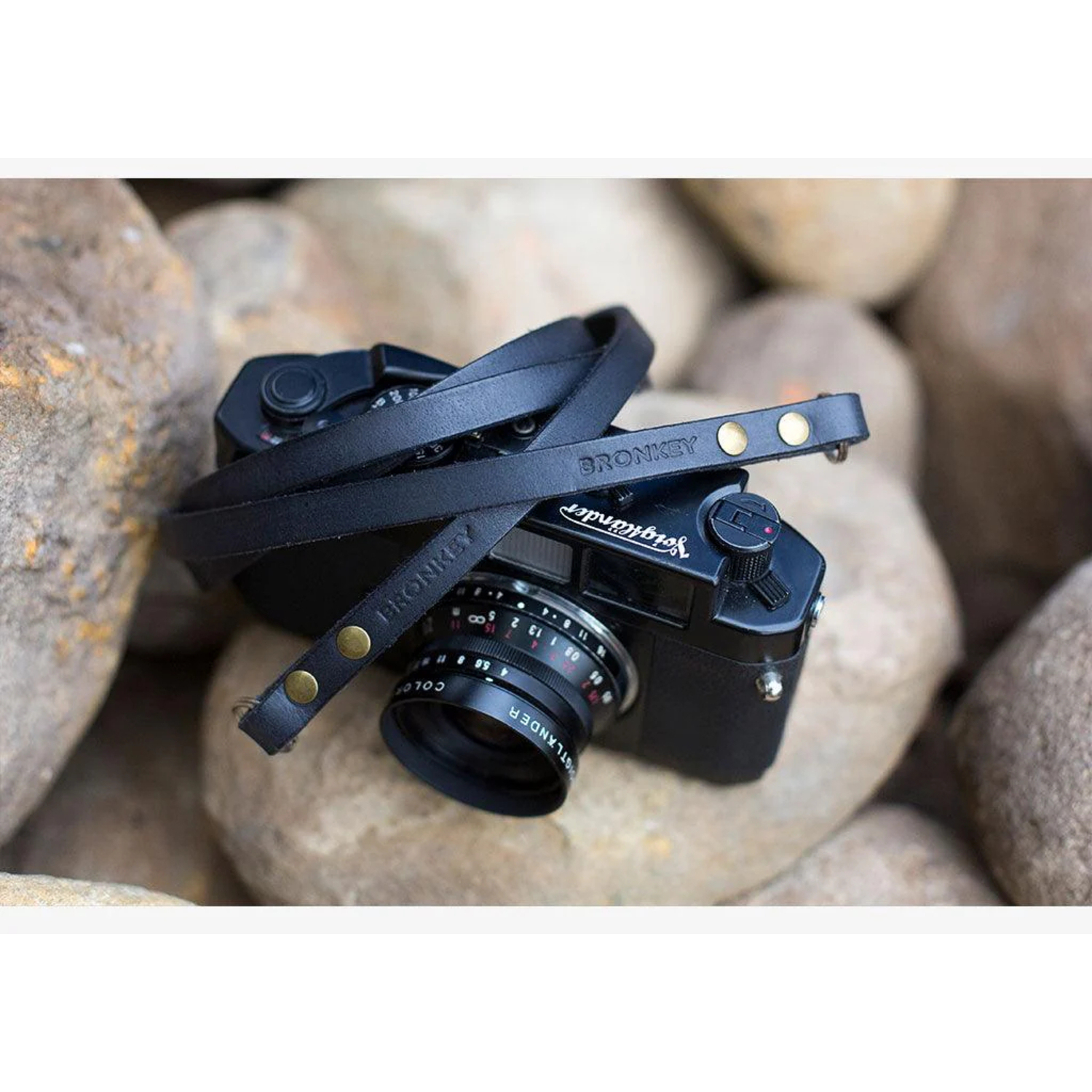 Bronkey Kameragurt Berlin #101 Leder 120cm schwarz