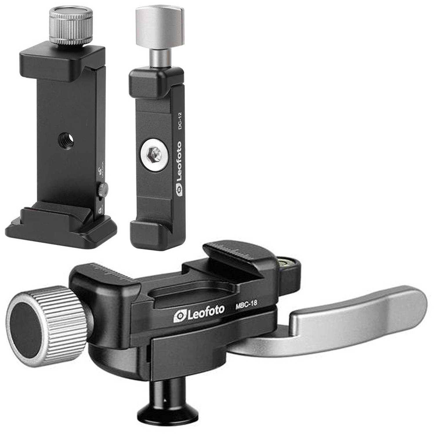 Leofoto MBC-18 Stativ-Kugelkopf + DC-12 Arca-Swiss Klemme + PC-90II Smartphoneklemme