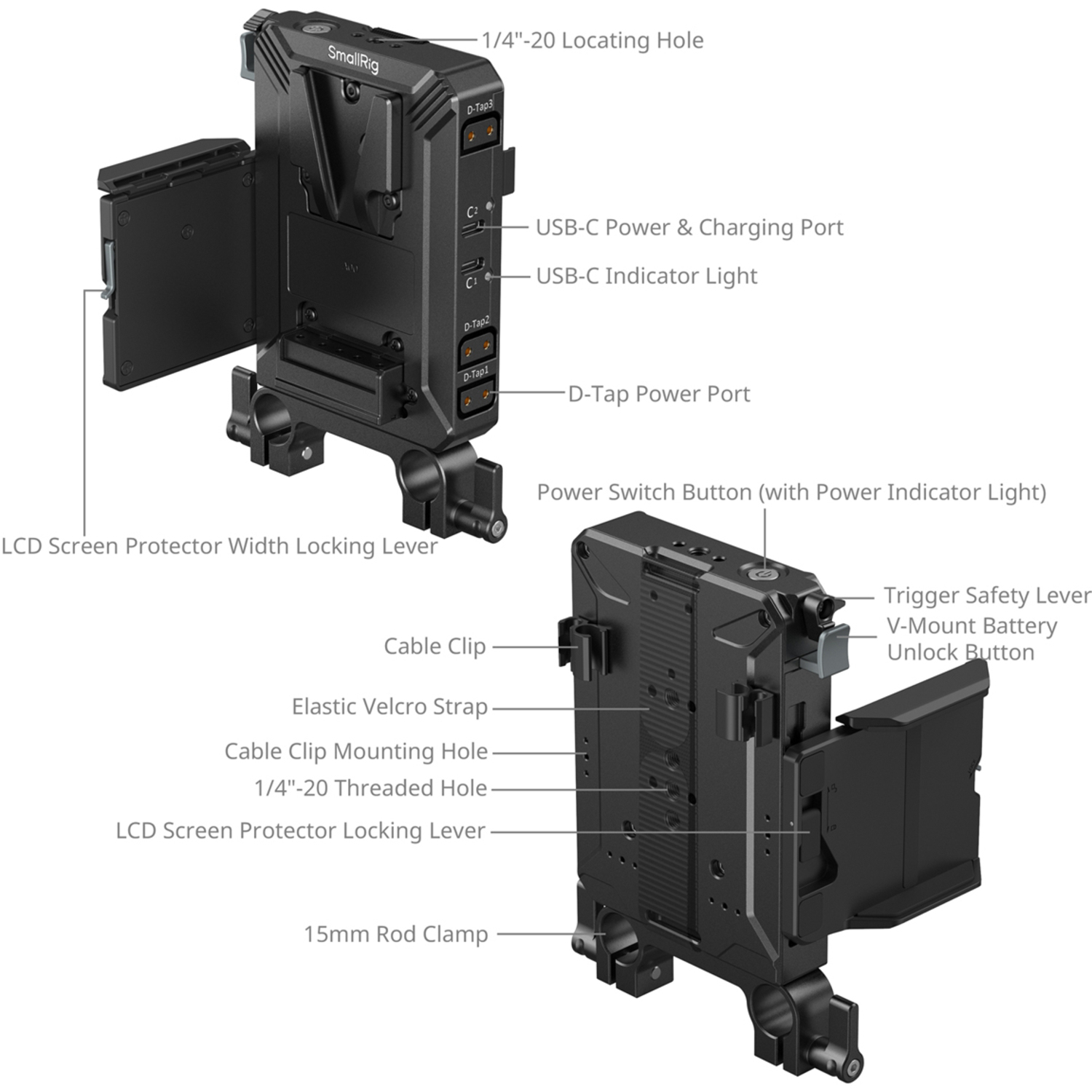 SmallRig V-Mount-Akku-Montageplatte Kit 5226 für 15mm LWS-Rods