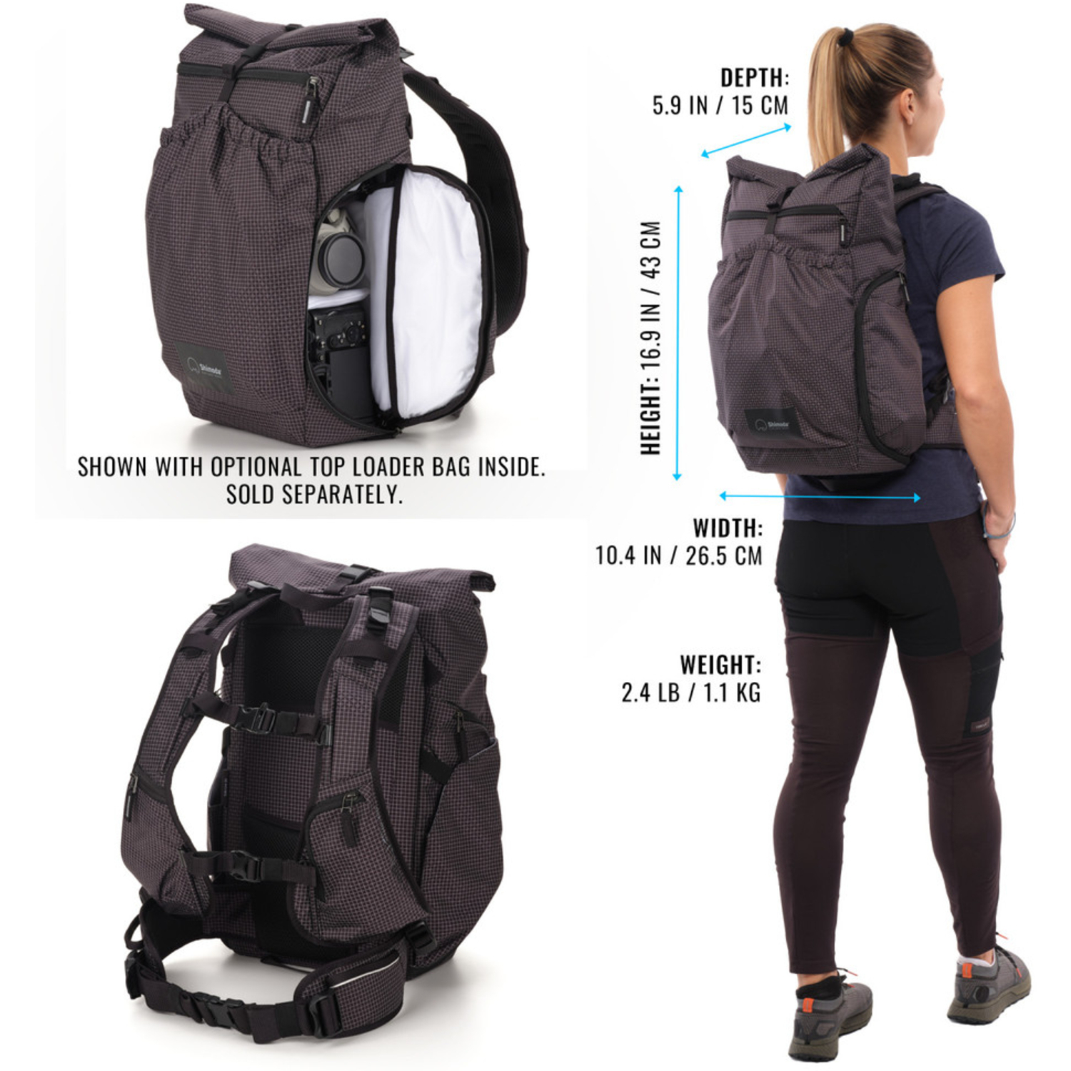 Shimoda Side Lite 22 Damenrucksack Schwarz/Weiß