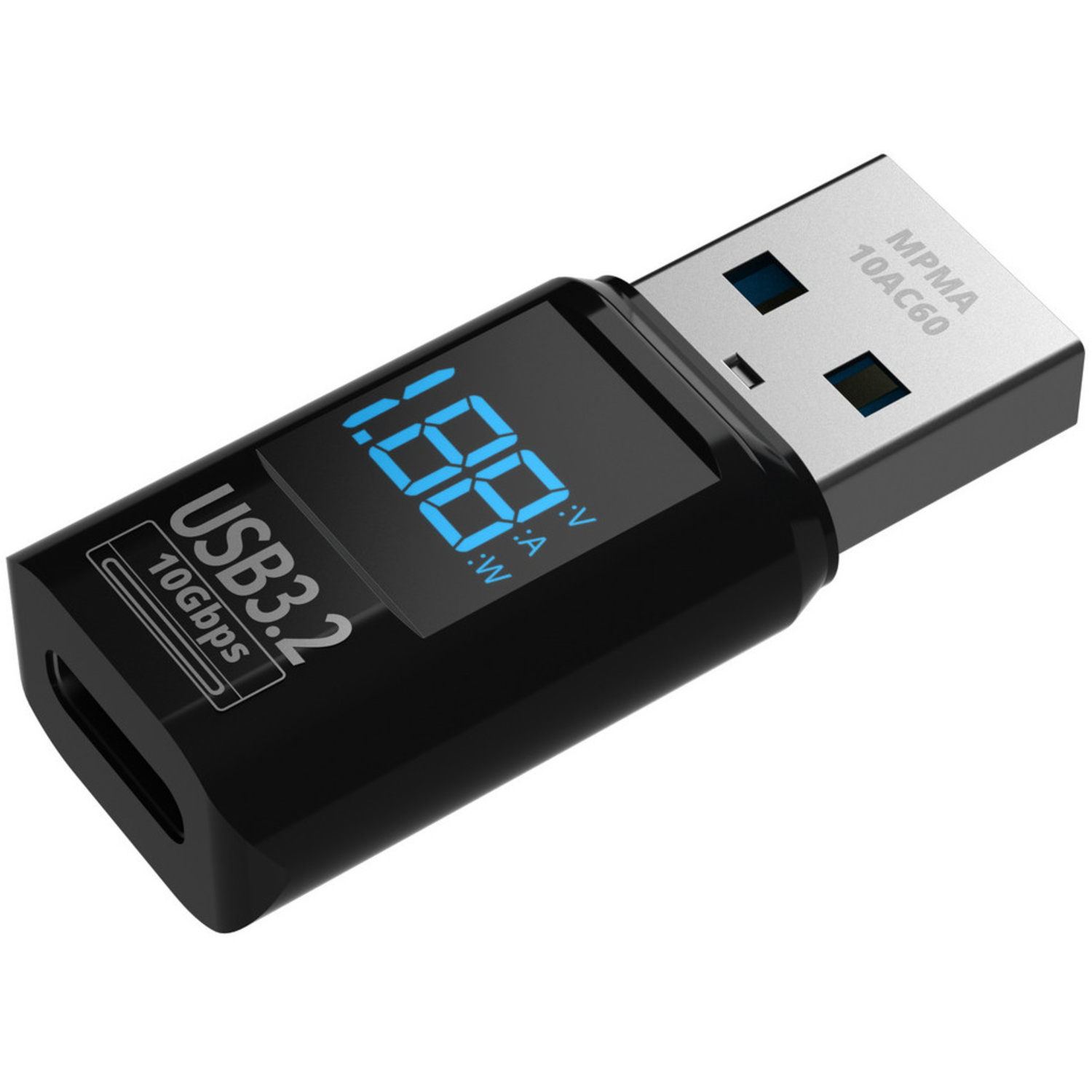 Mathorn USB-Leistungsmesser-Adapter MPMA-10AC60 USB-A zu USB-C 10Gbit/s 